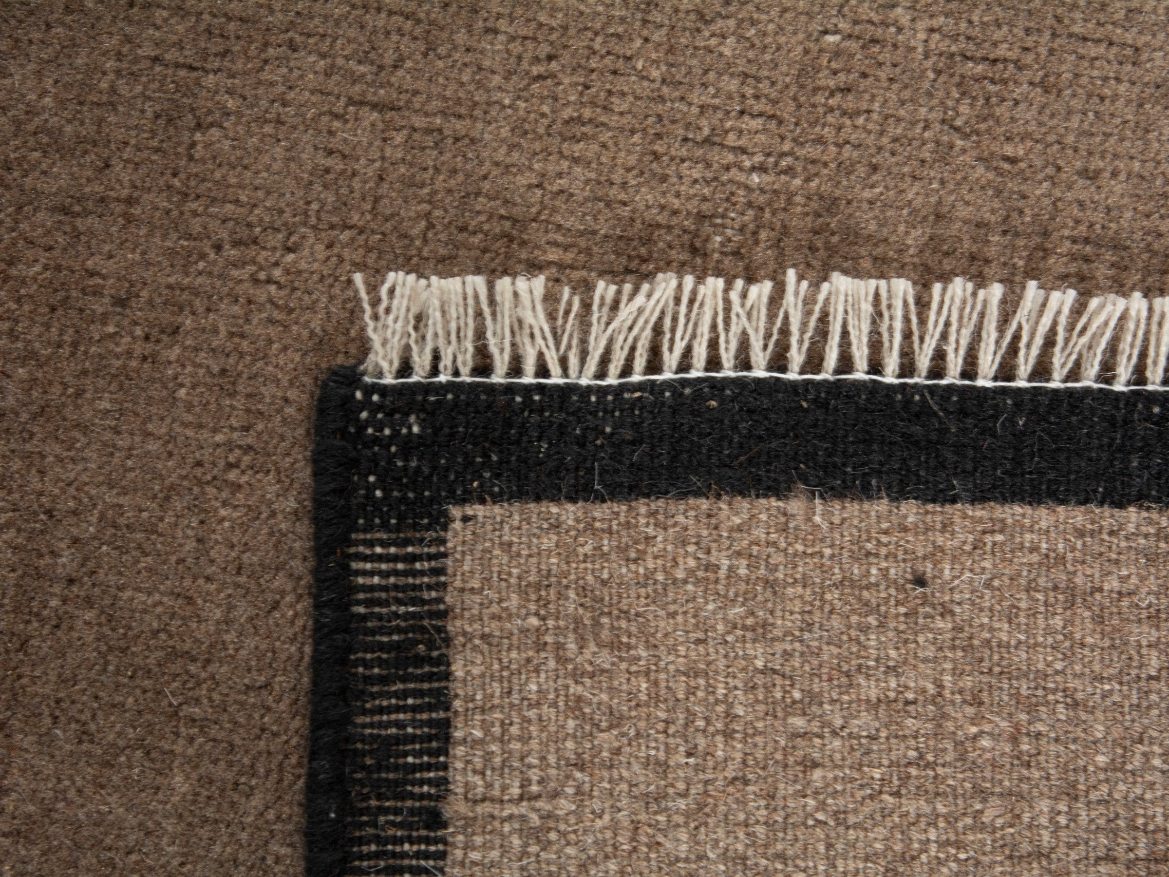 Persian Gabbeh accent rug in beige and charcoal, view 7 of 7