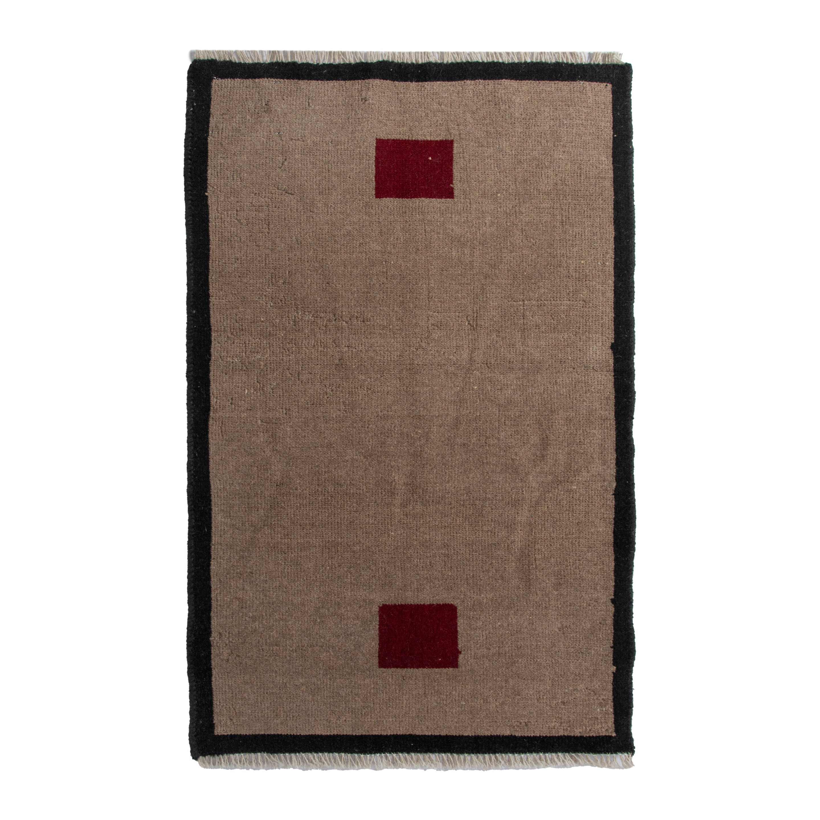 Persian Gabbeh accent rug in beige and charcoal, 2' x 3'3"