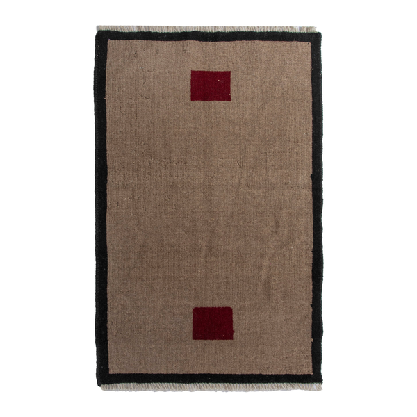 Persian Gabbeh accent rug in beige and charcoal, 2' x 3'3"