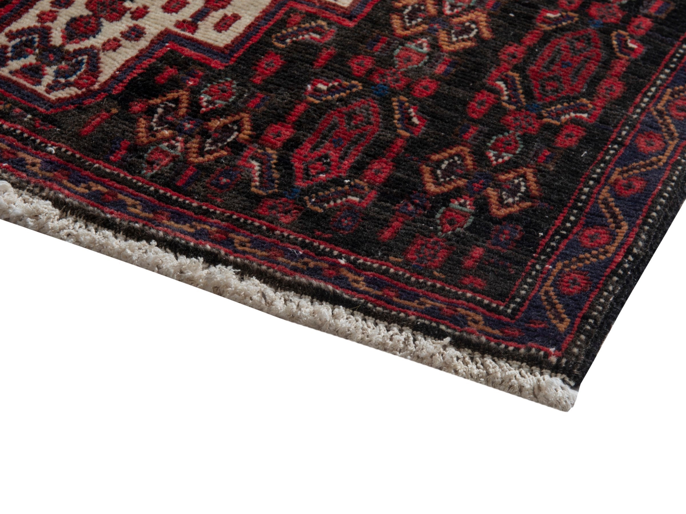 Persian Sanandaj accent rug in burgundy and deep red, view 5 of 7