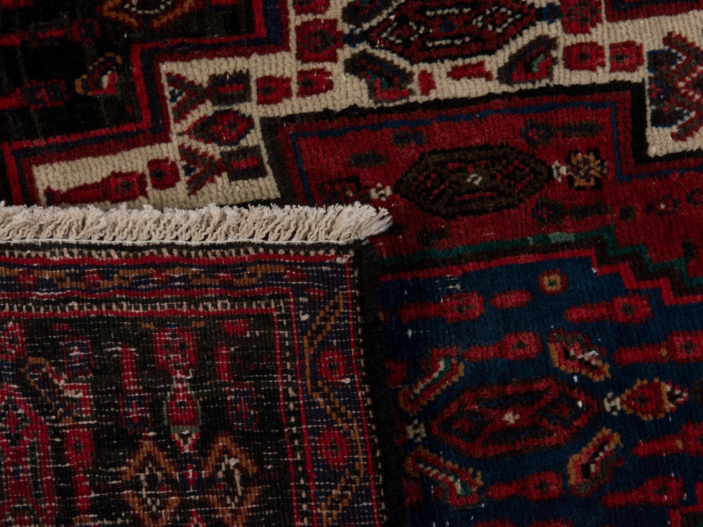 Persian Sanandaj accent rug in burgundy and deep red, view 7 of 7