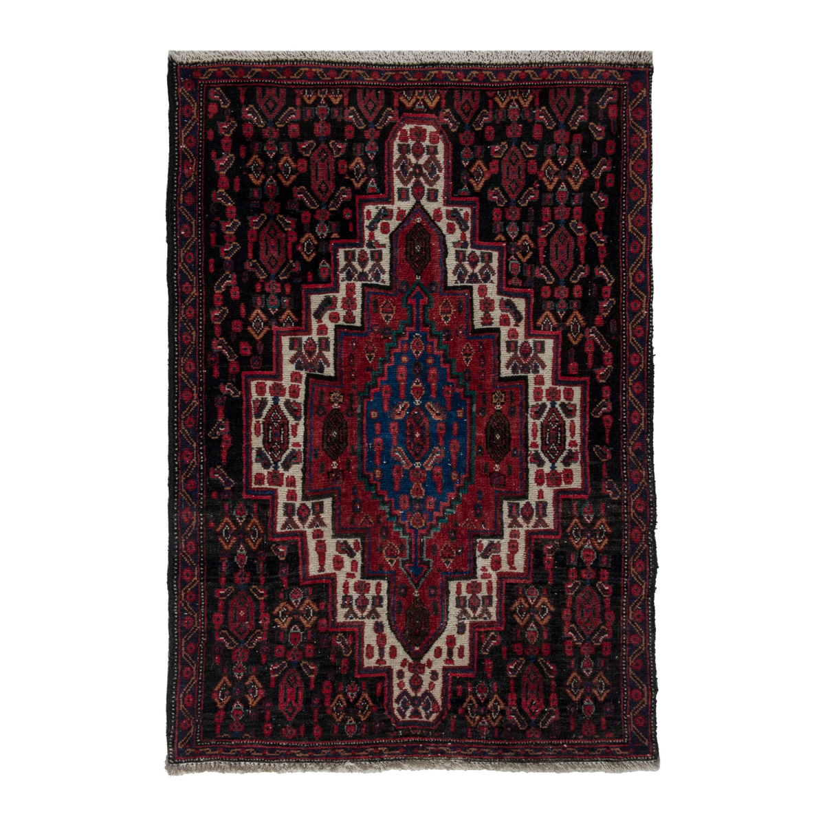 Persian Sanandaj accent rug in burgundy and deep red, 2'4" x 3'7"