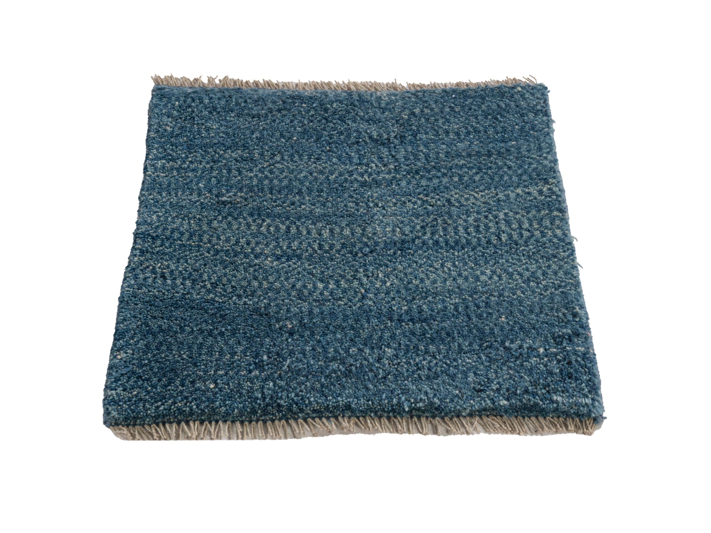 Persian Gabbeh accent rug in teal and dark teal, view 2 of 6