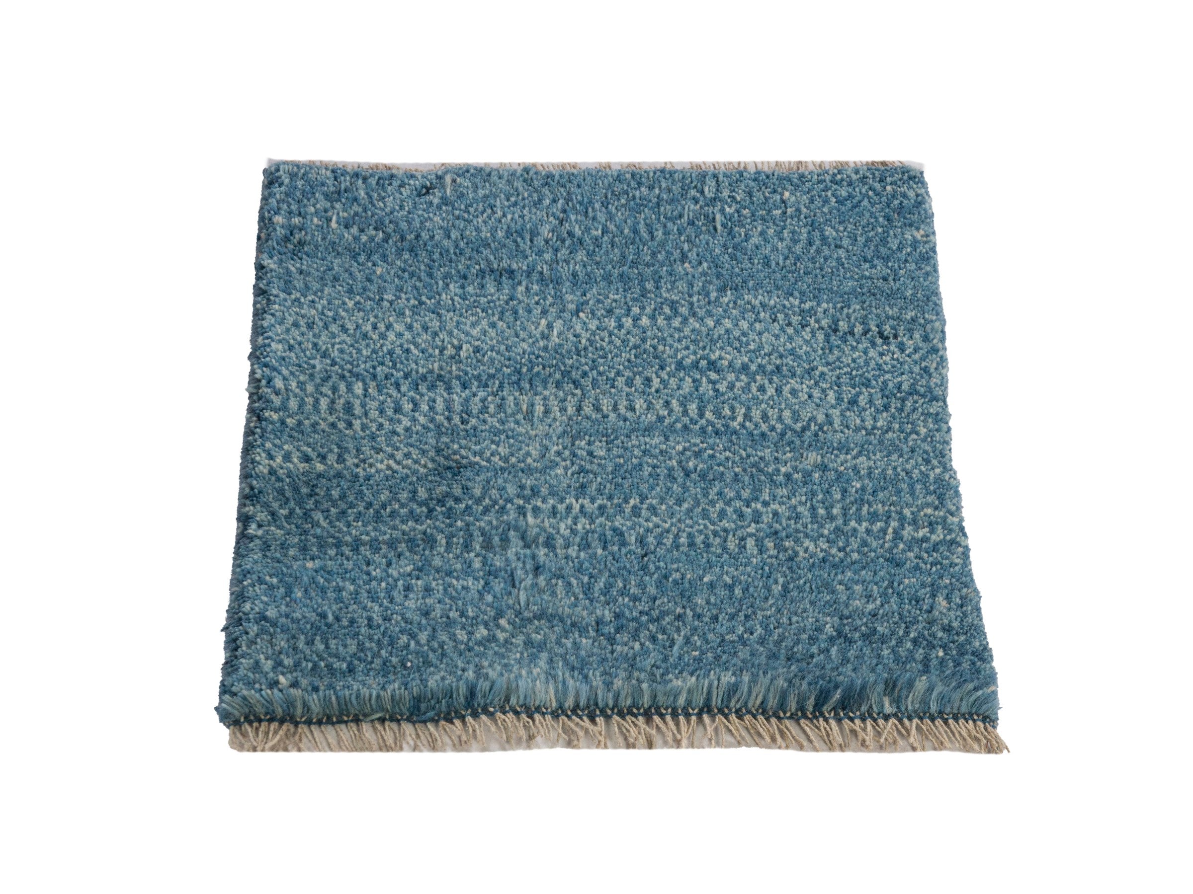 Persian Gabbeh accent rug in teal and dark teal, view 3 of 6