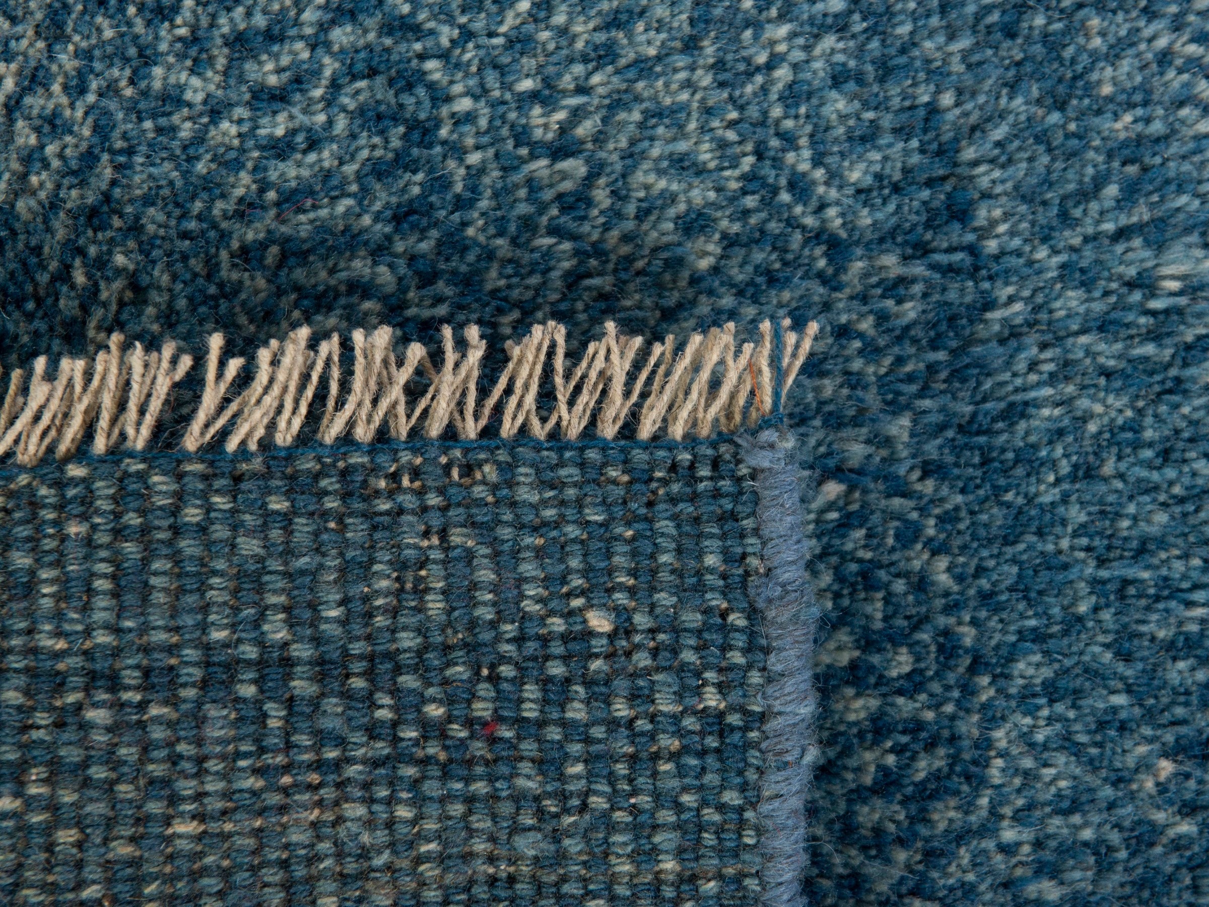 Persian Gabbeh accent rug in teal and dark teal, view 6 of 6