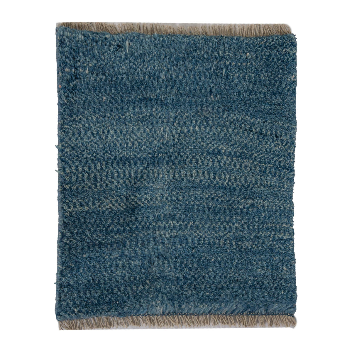 Persian Gabbeh accent rug in teal and dark teal, 1'8" x 1'10"