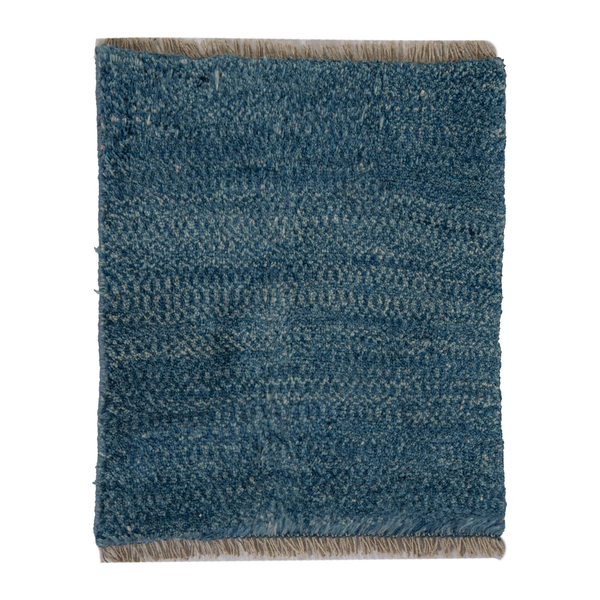 Persian Gabbeh accent rug in teal and dark teal, 1'8" x 1'10"