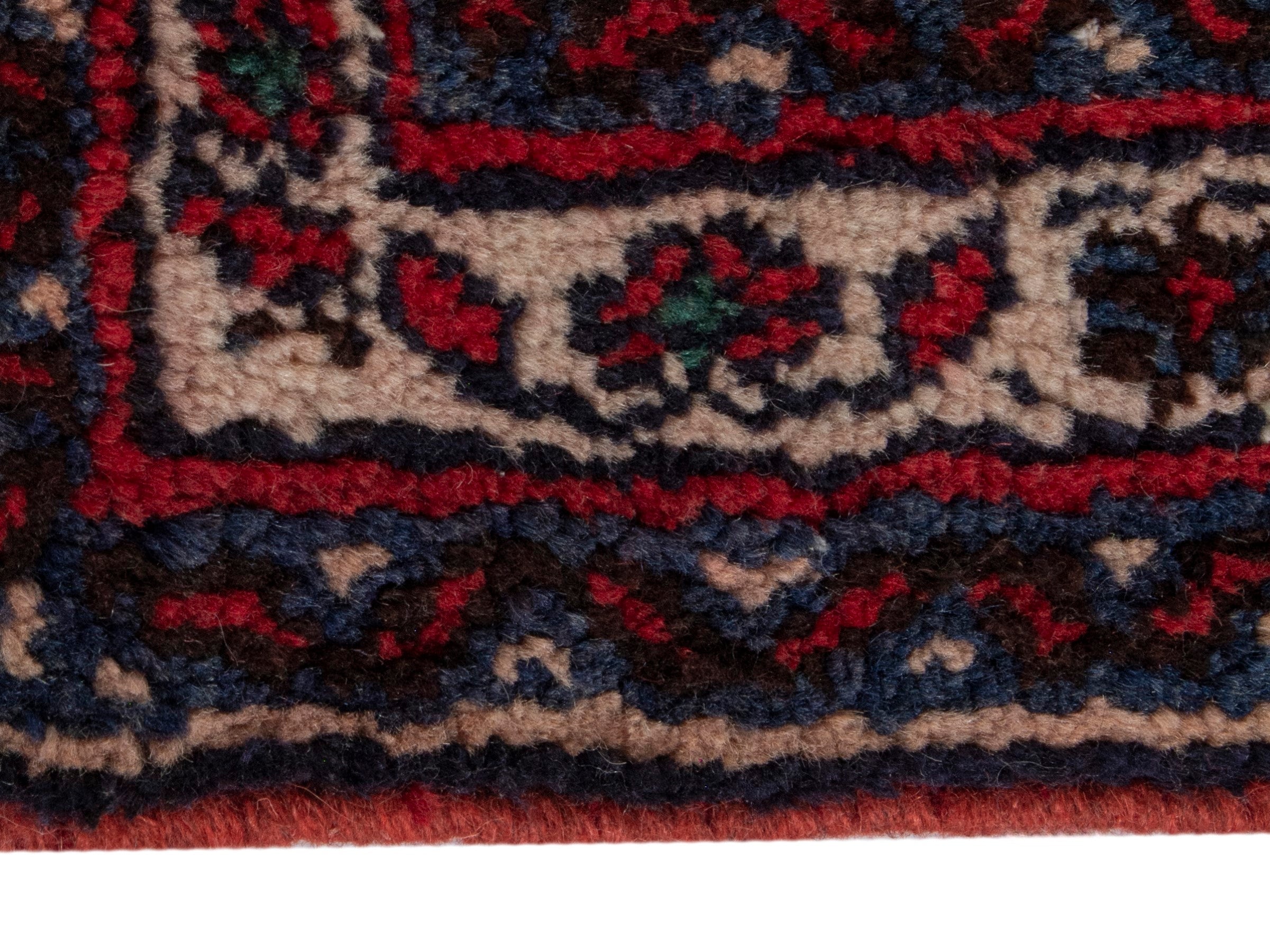 Persian Hamedan accent rug in deep red and burgundy, view 4 of 7