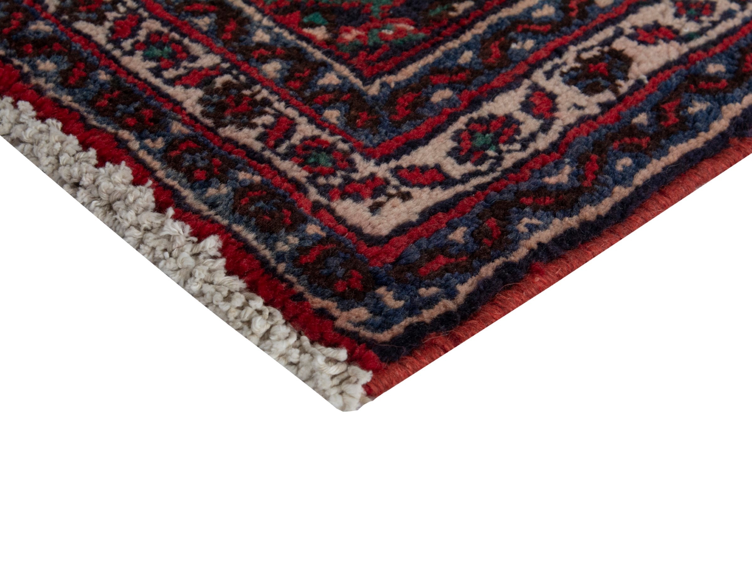 Persian Hamedan accent rug in deep red and burgundy, view 5 of 7