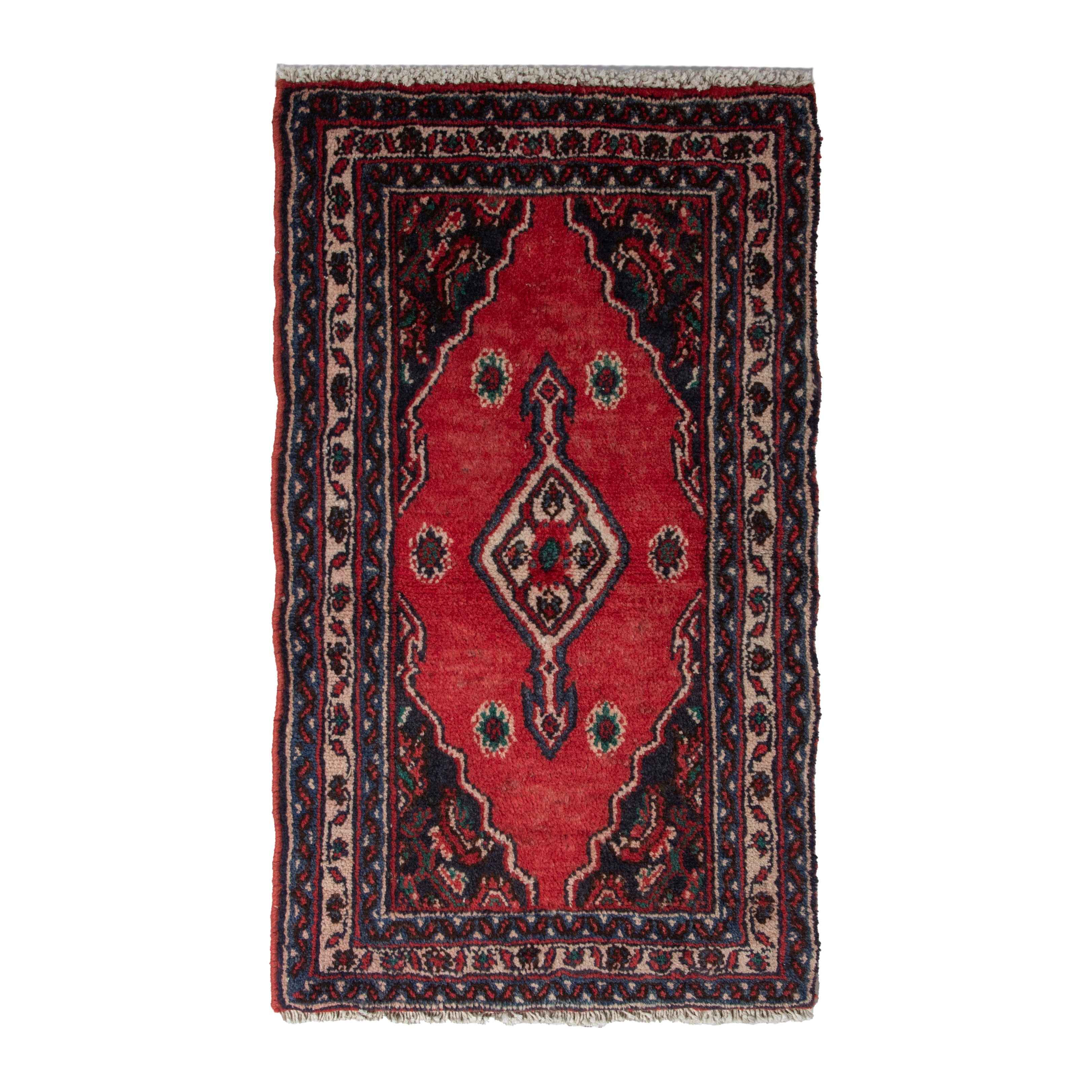 Persian Hamedan accent rug in deep red and burgundy, 2'2" x 3'6"