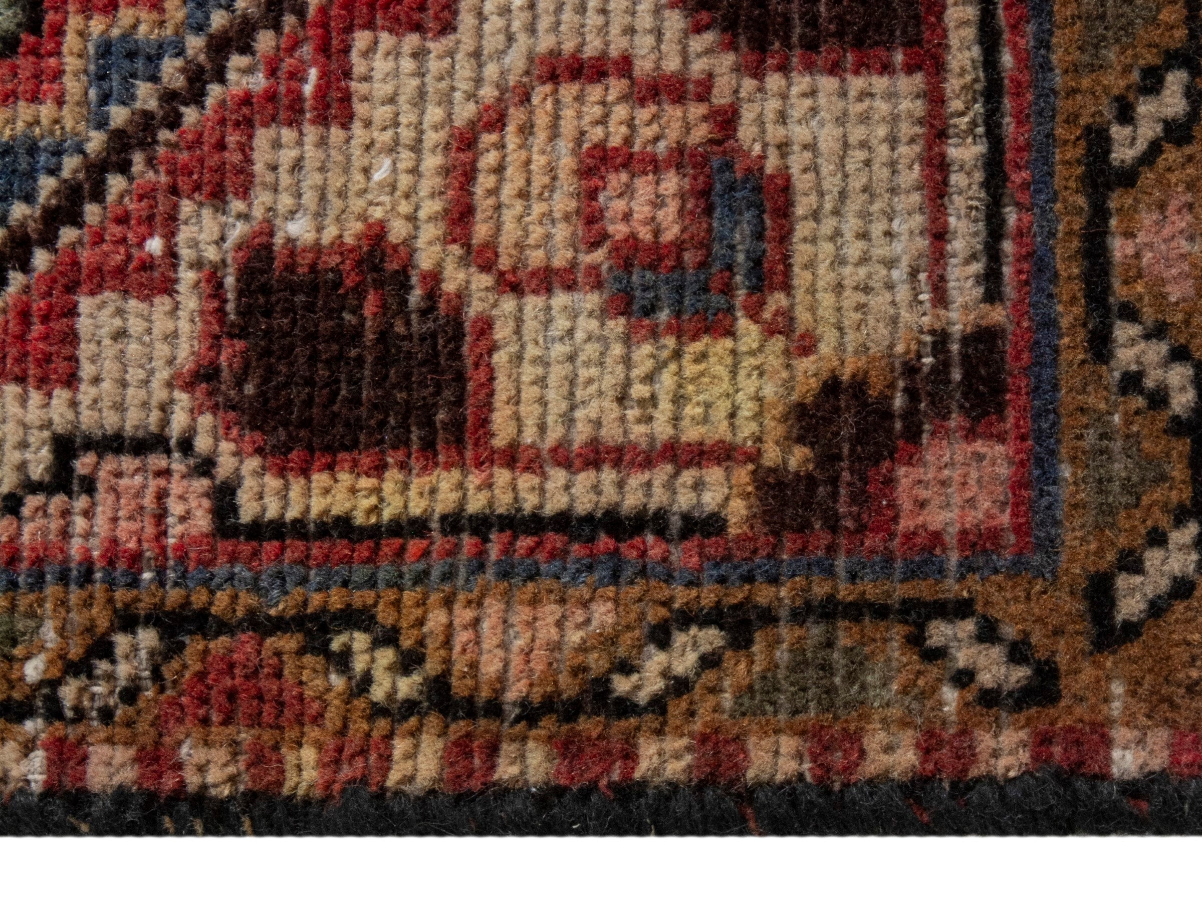 Persian Hamedan accent rug in deep red and clay, view 4 of 7