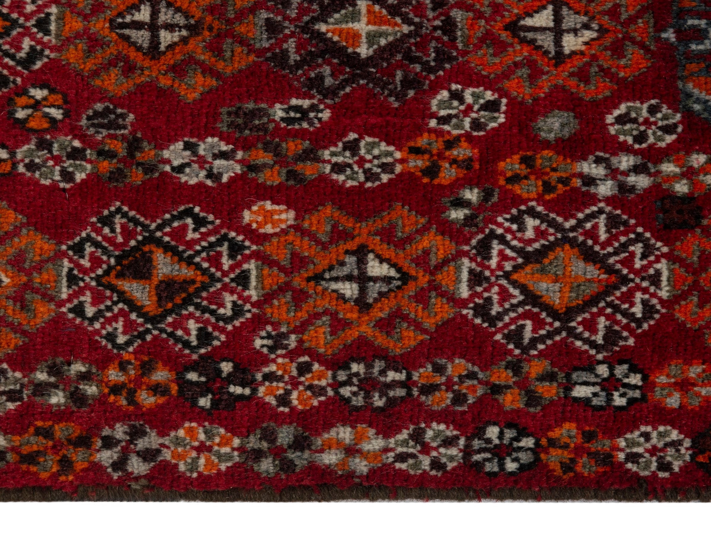 Persian Shiraz accent rug in deep red and cream, view 4 of 6