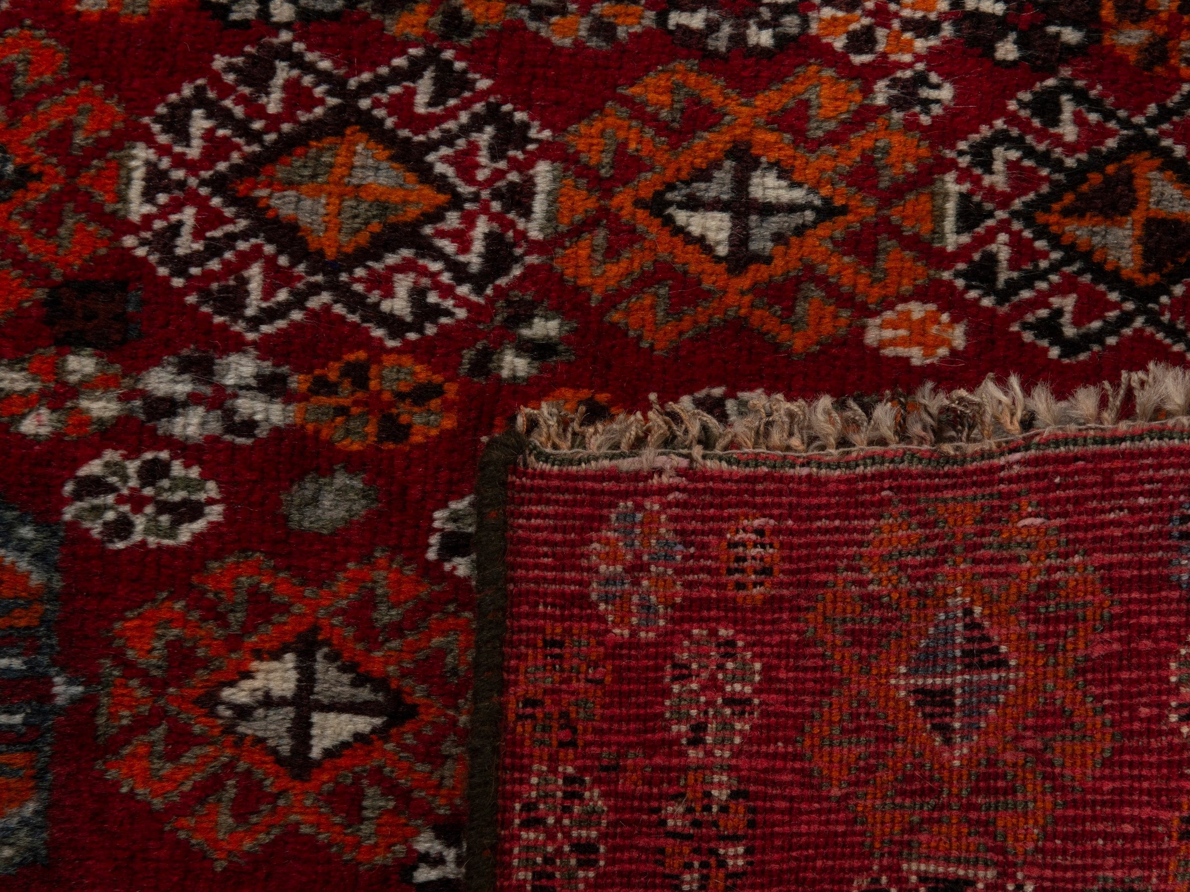 Persian Shiraz accent rug in deep red and cream, view 6 of 6