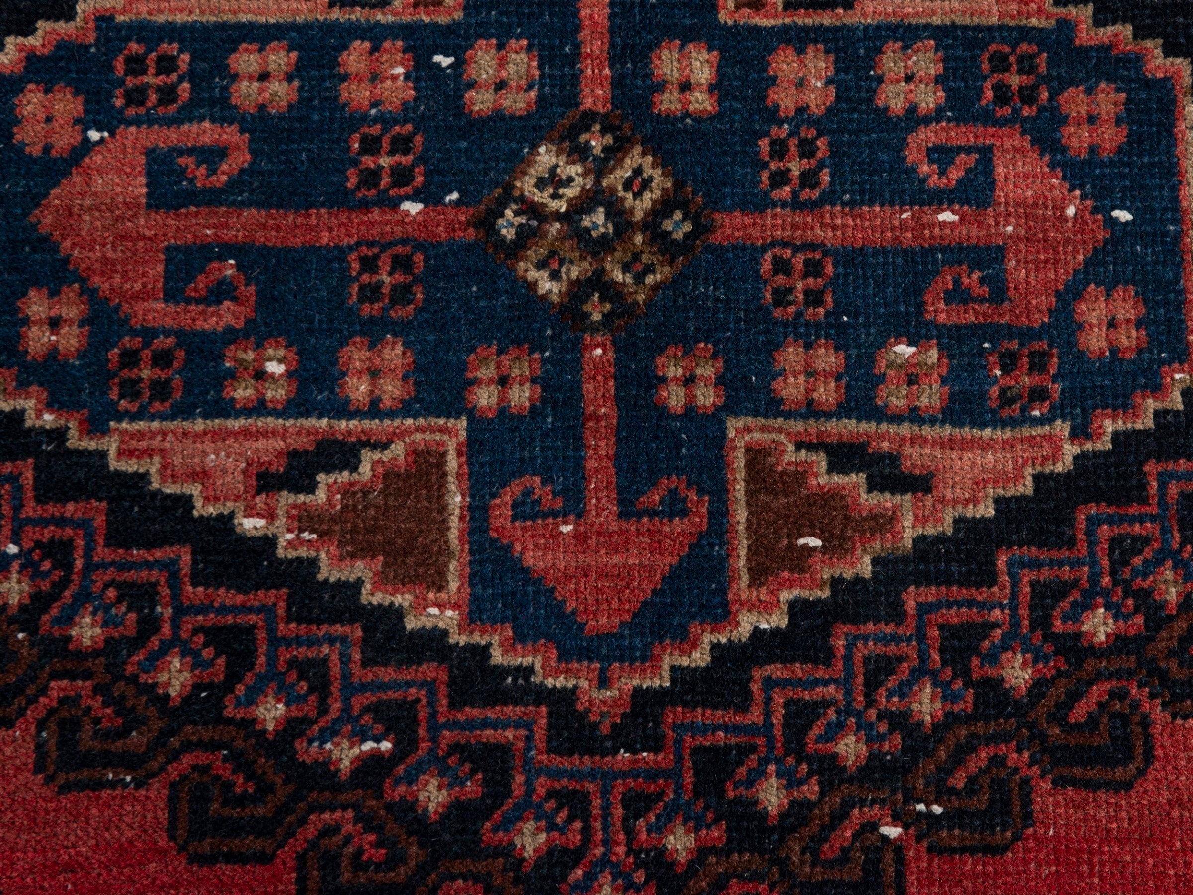 Persian Vist accent rug in deep red and burgundy, view 6 of 7