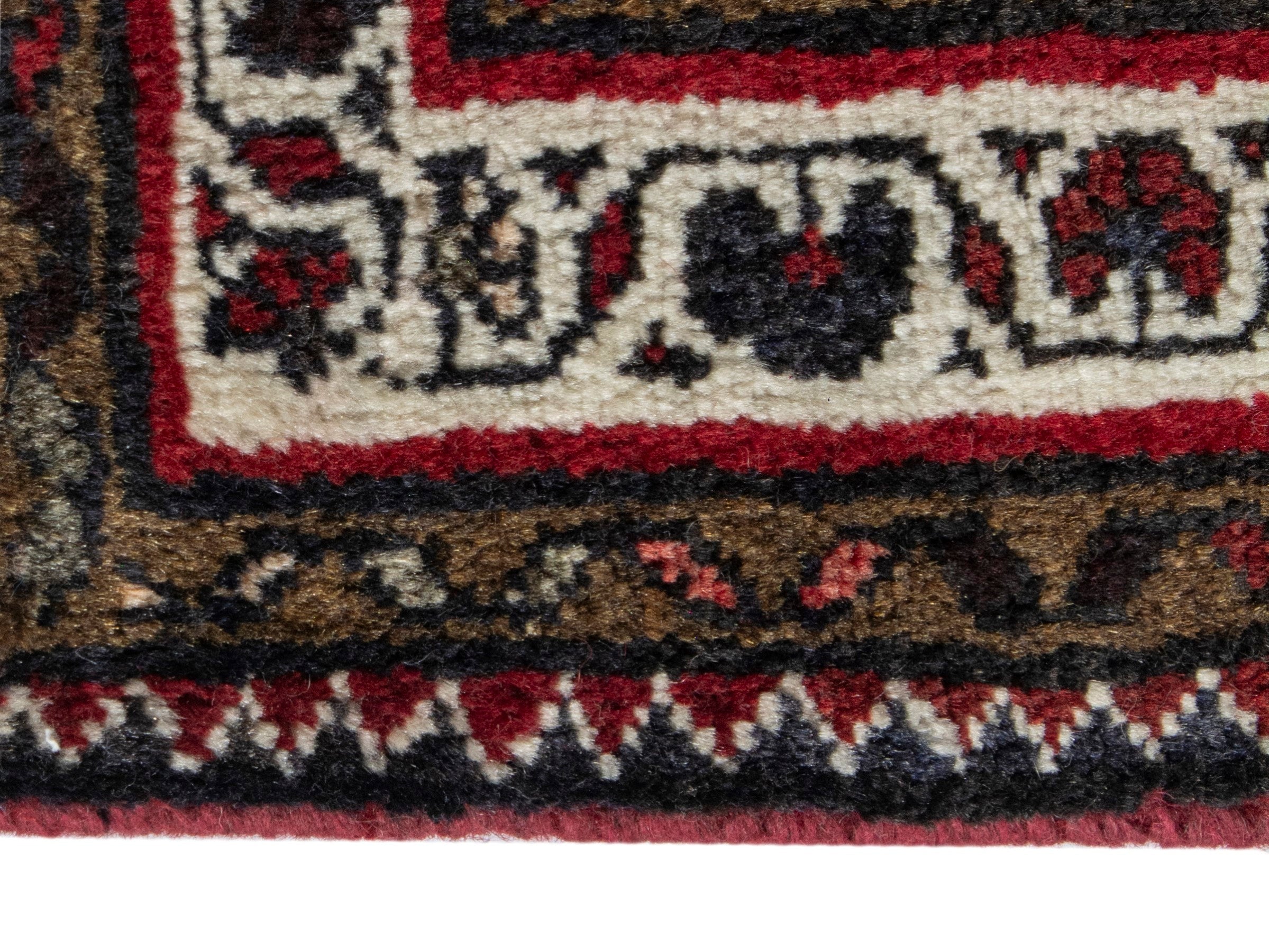 Persian Hamedan accent rug in burgundy and ivory, view 4 of 8