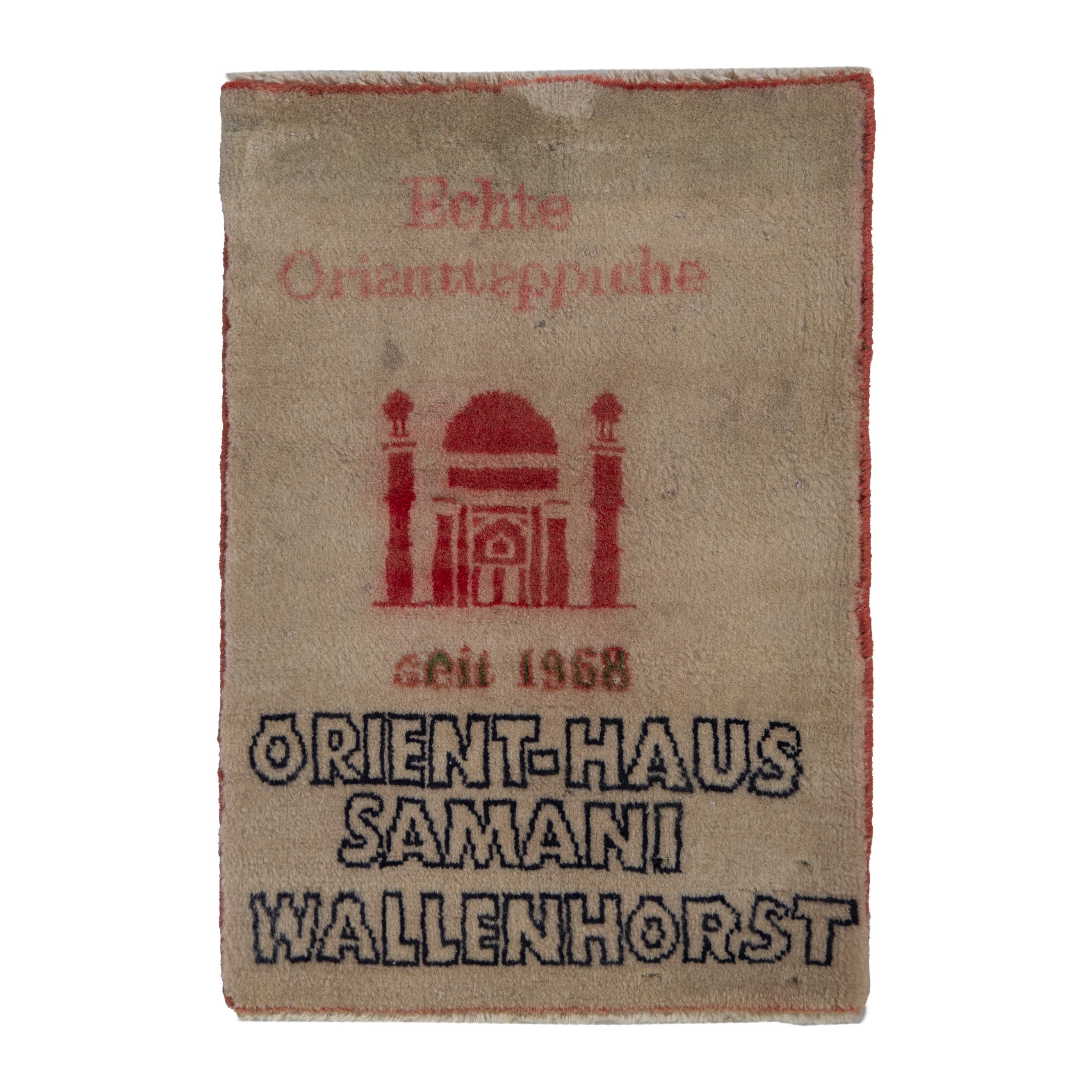Persian Kashan accent rug in beige and faded red, 1'4" x 1'10"