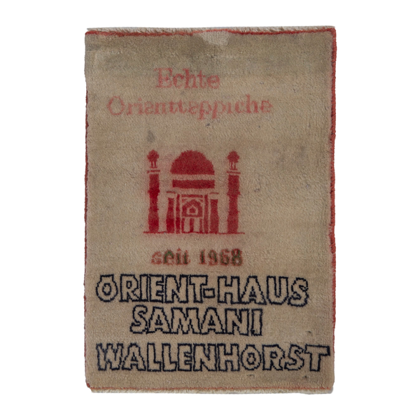 Persian Kashan accent rug in beige and faded red, 1'4" x 1'10"