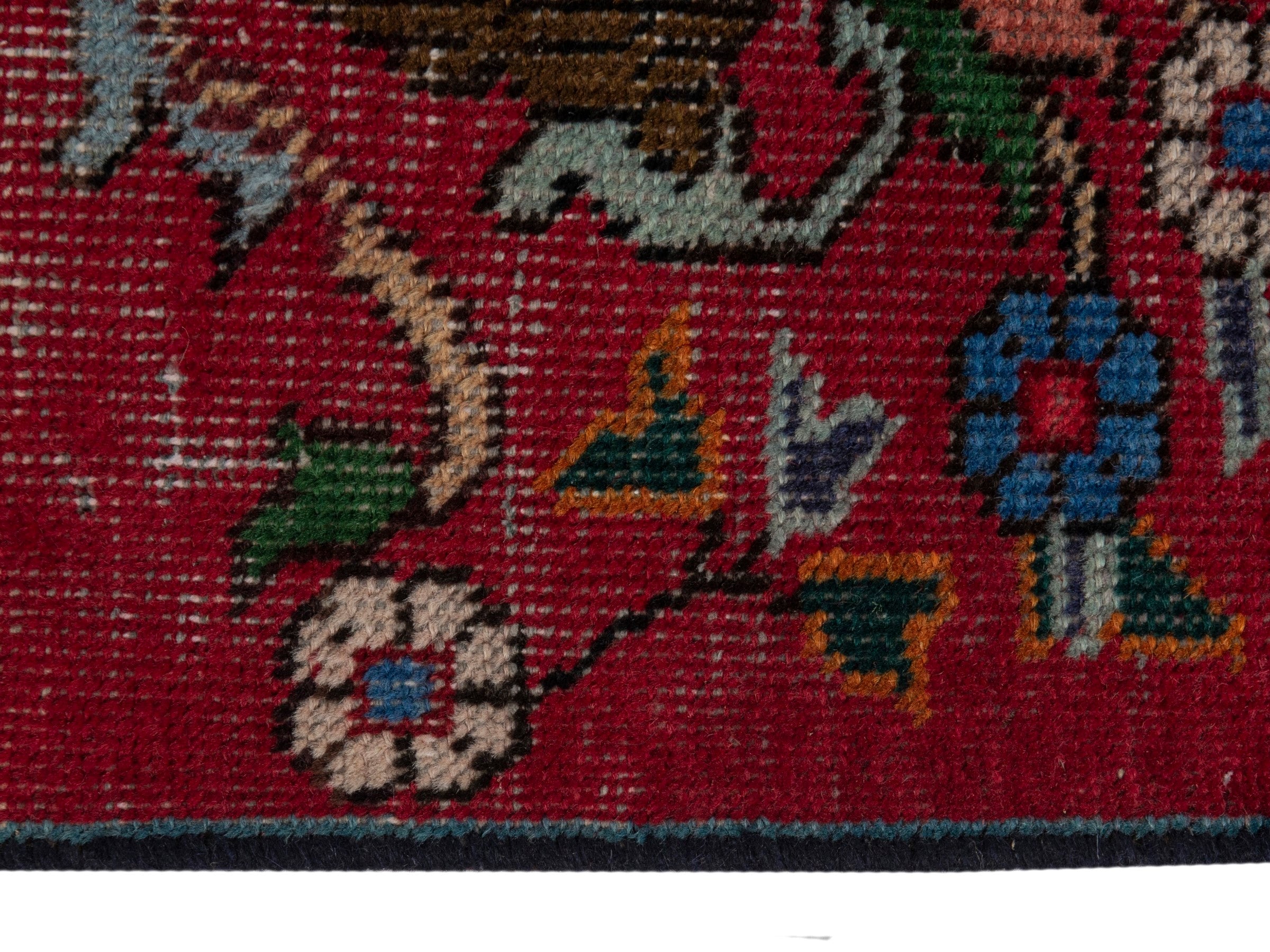 Persian Tabriz accent rug in deep red and cream, view 4 of 7