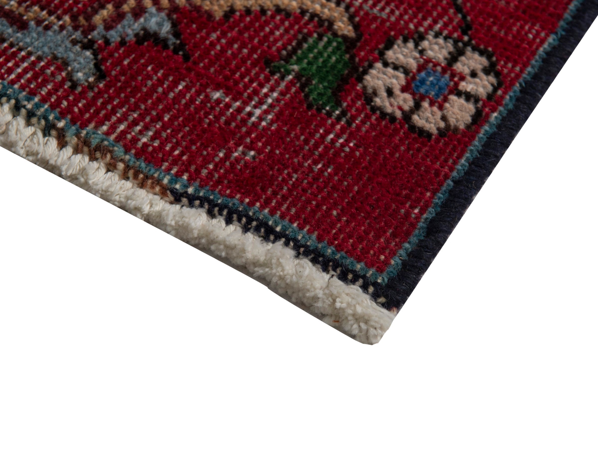 Persian Tabriz accent rug in deep red and cream, view 5 of 7