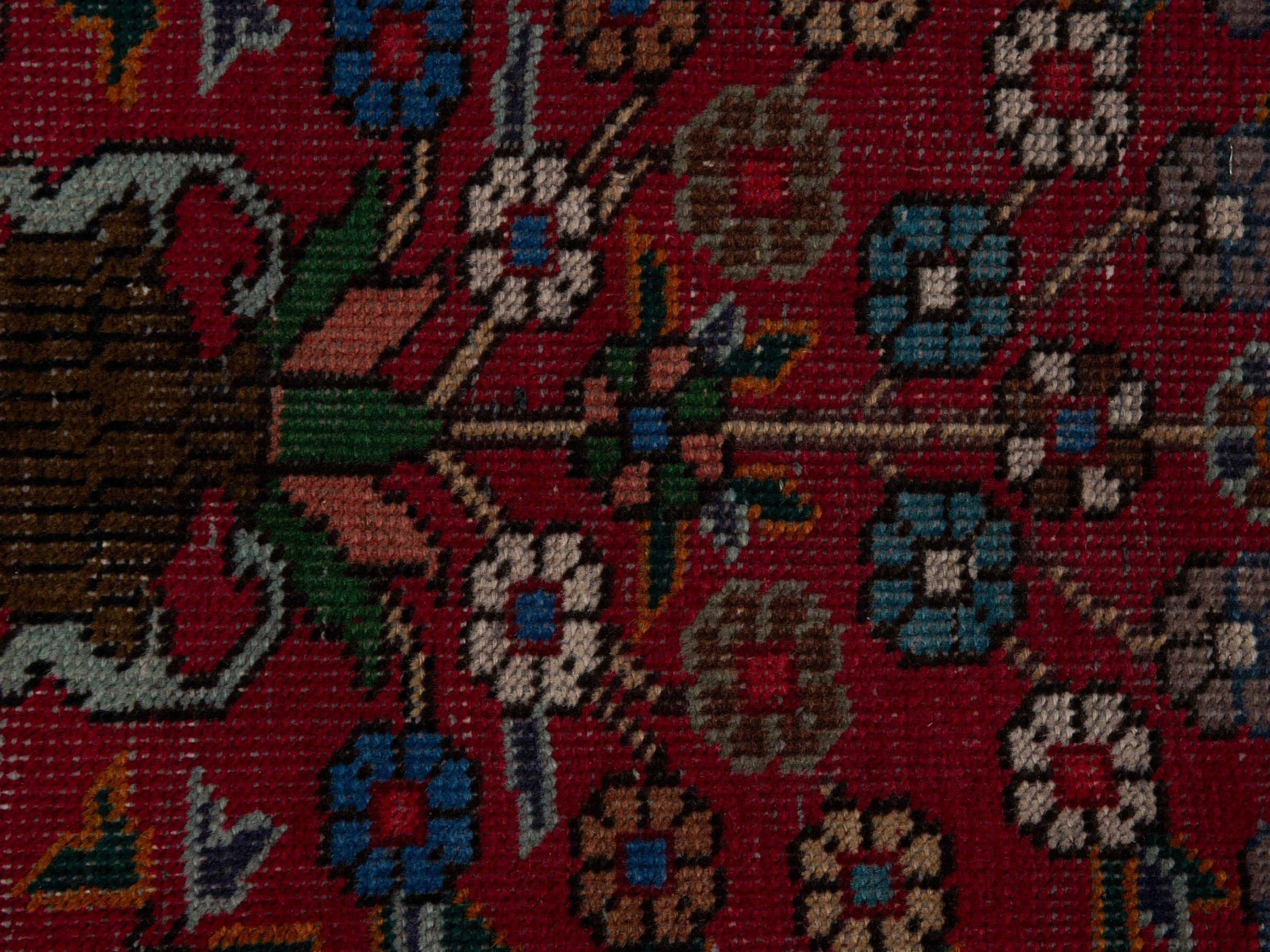 Persian Tabriz accent rug in deep red and cream, view 6 of 7