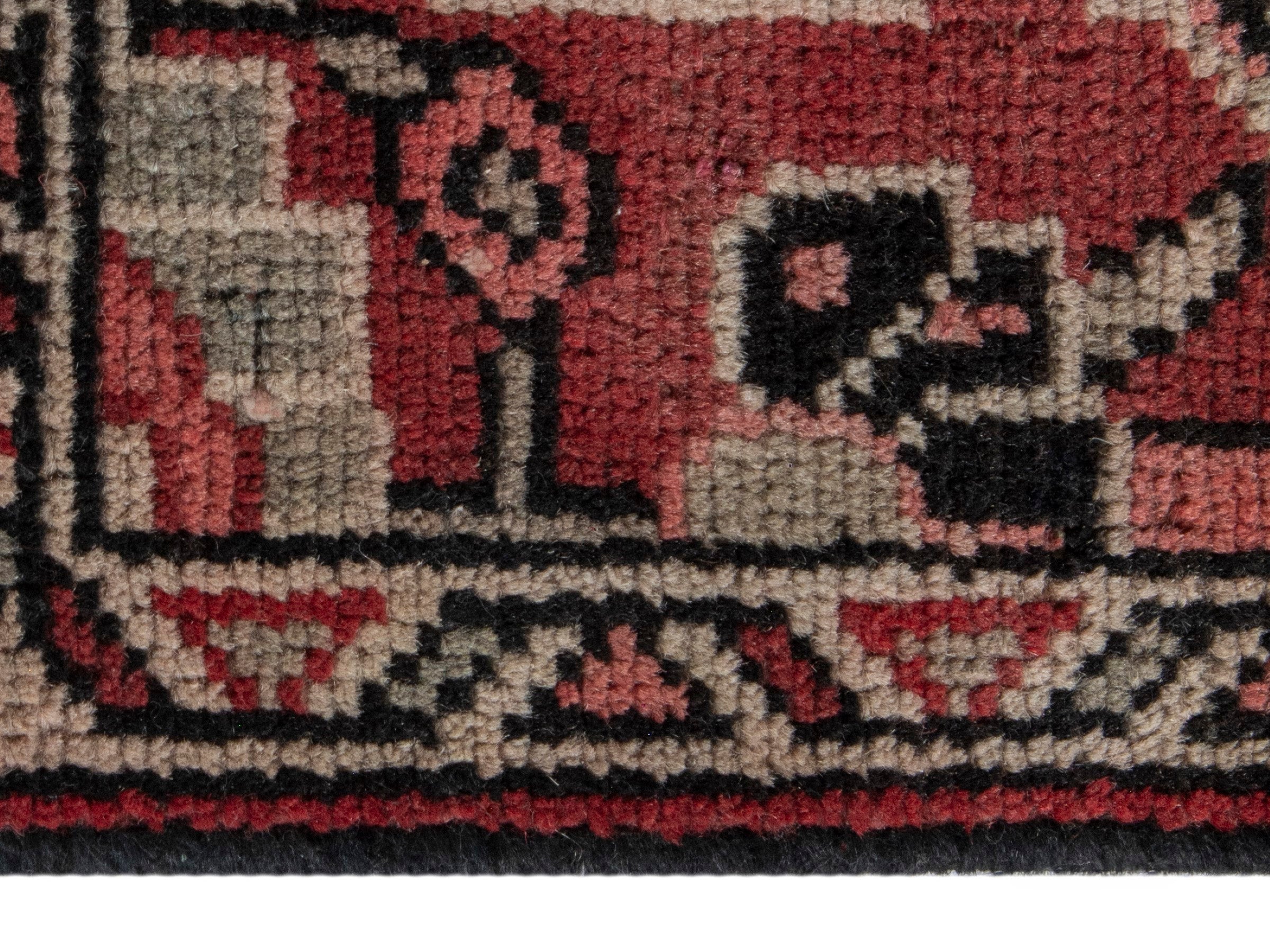Persian Hamedan accent rug in burgundy and cream, view 4 of 8