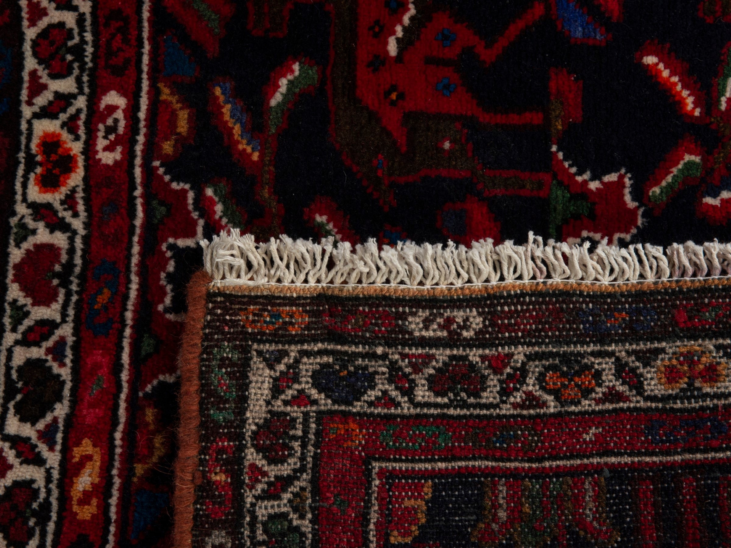Persian Hamedan accent rug in burgundy and deep red, view 6 of 6