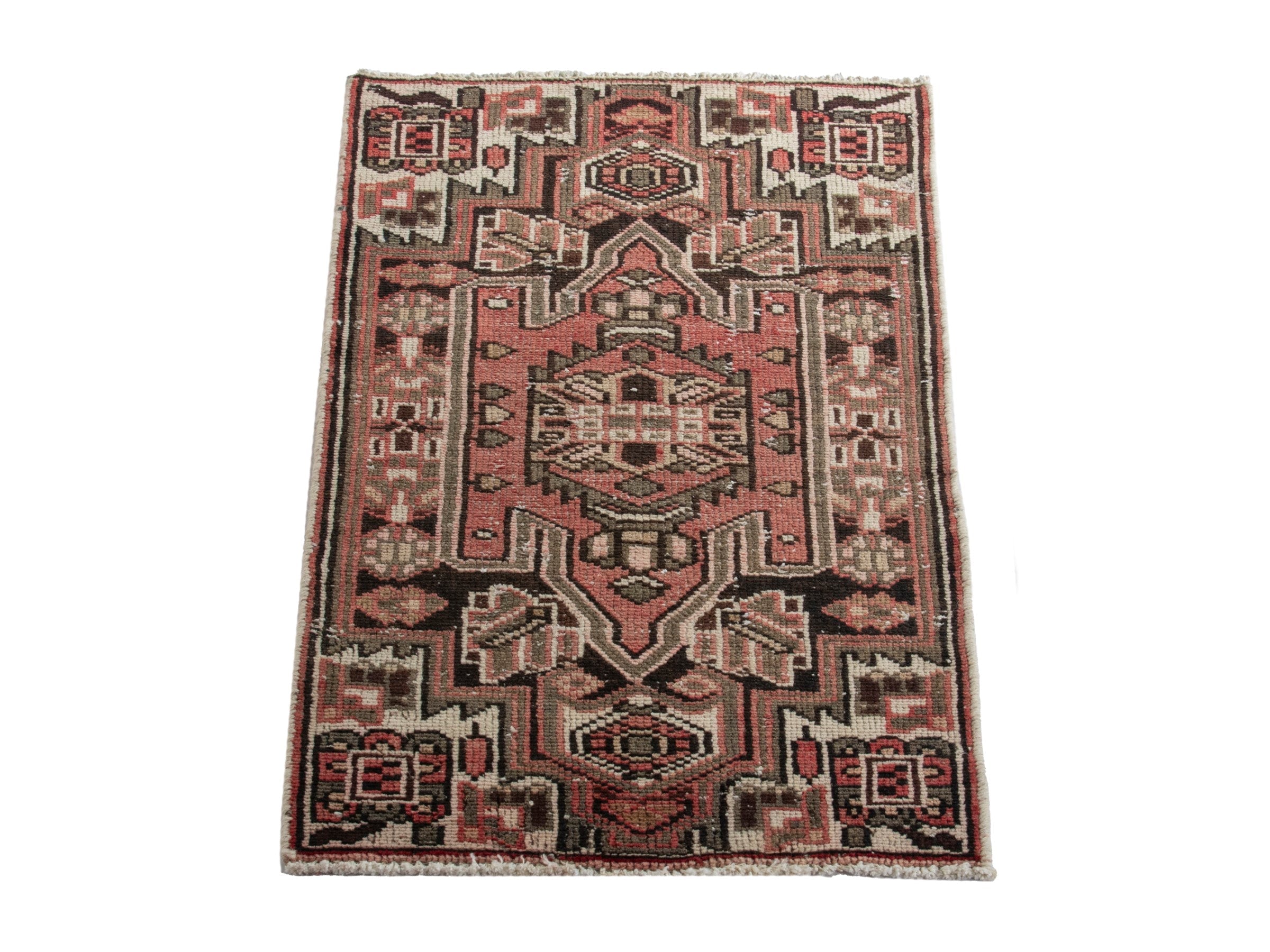 Persian Saveh accent rug in burgundy and rust, view 2 of 8