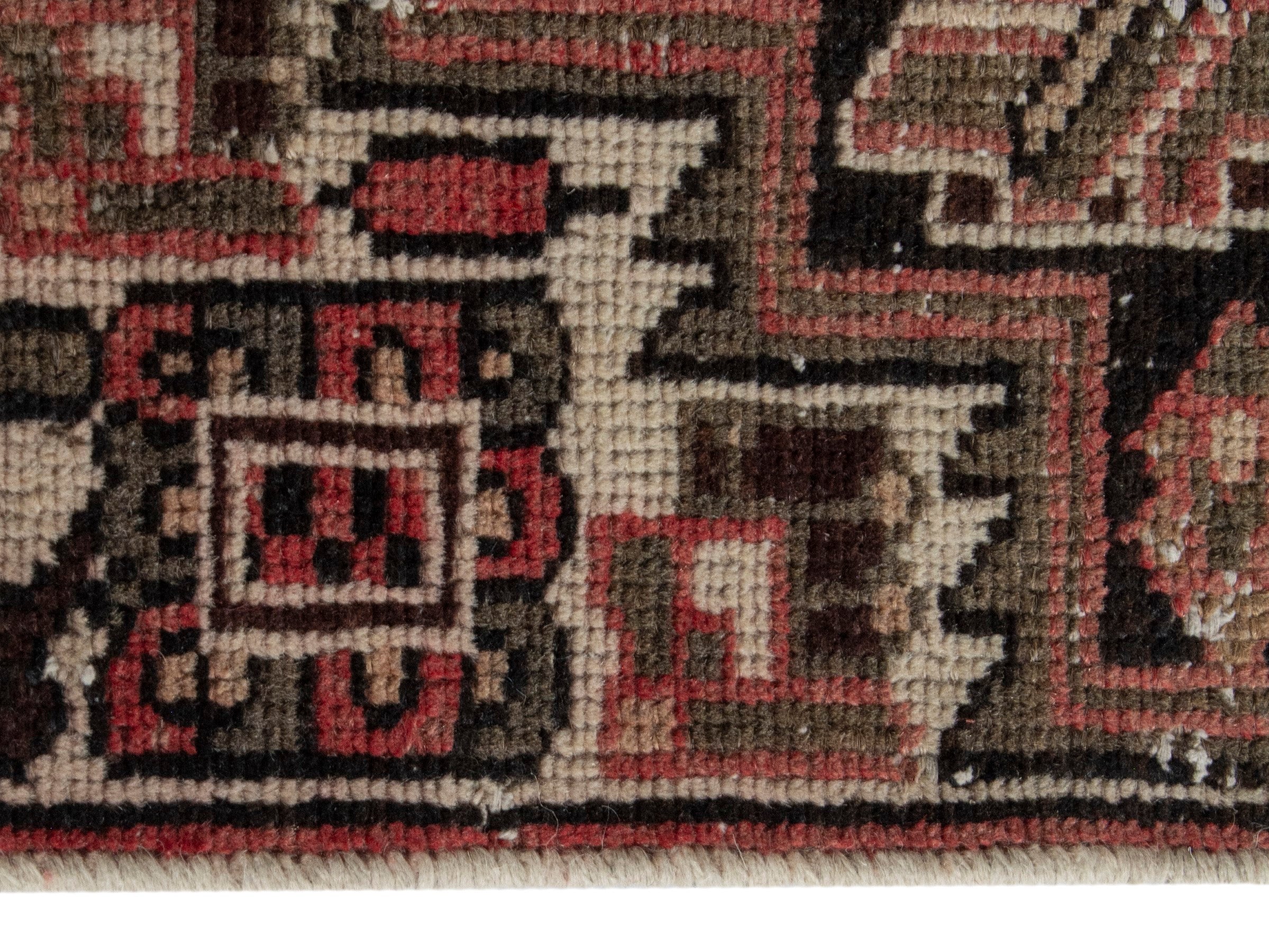 Persian Saveh accent rug in burgundy and rust, view 4 of 8