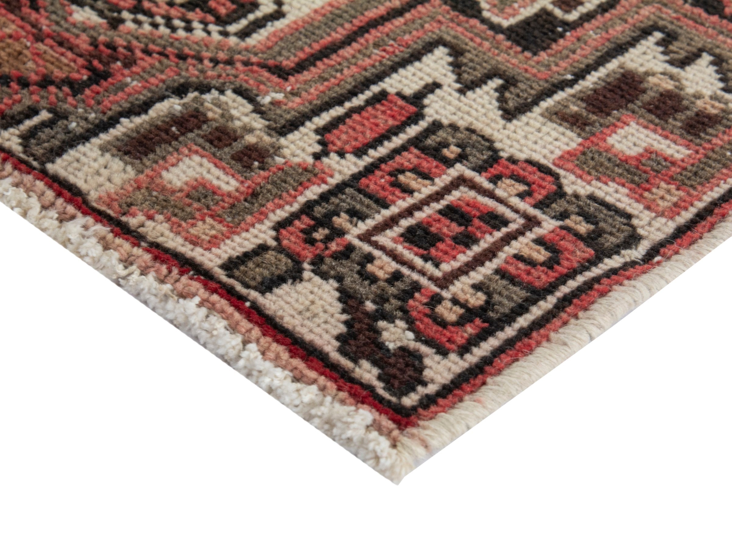 Persian Saveh accent rug in burgundy and rust, view 5 of 8