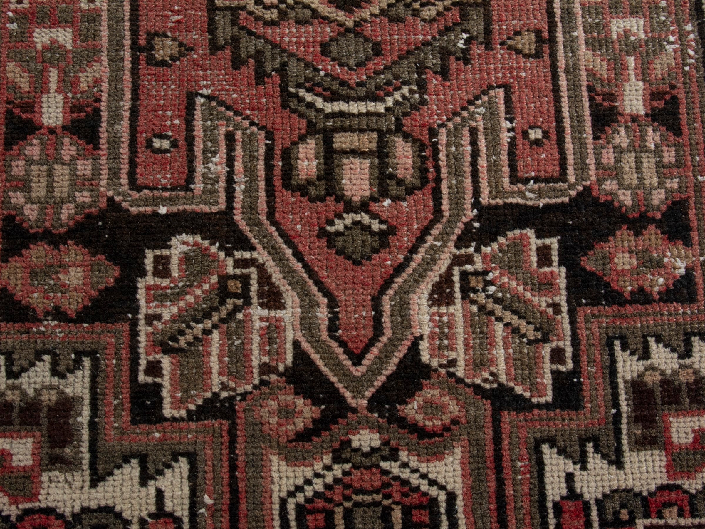 Persian Saveh accent rug in burgundy and rust, view 6 of 8