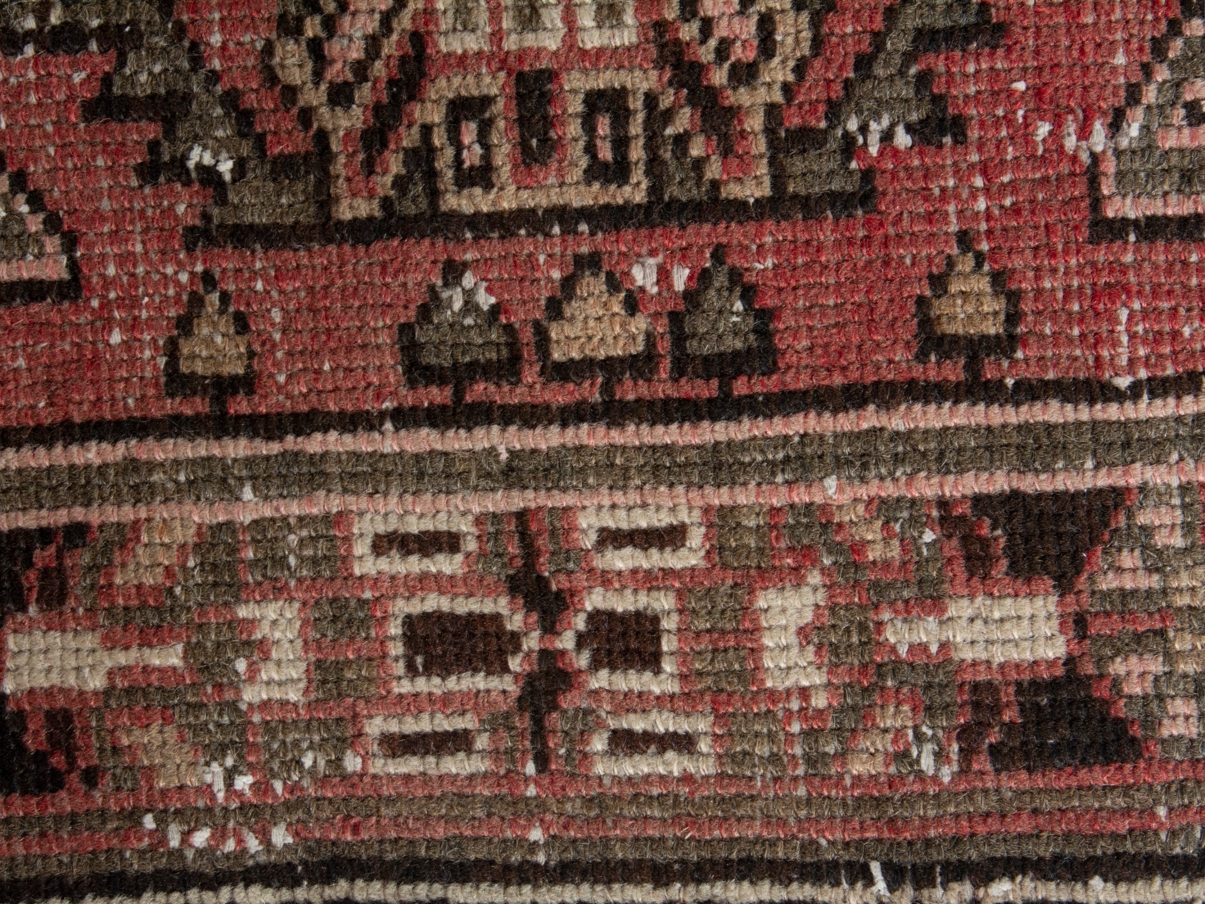 Persian Saveh accent rug in burgundy and rust, view 7 of 8