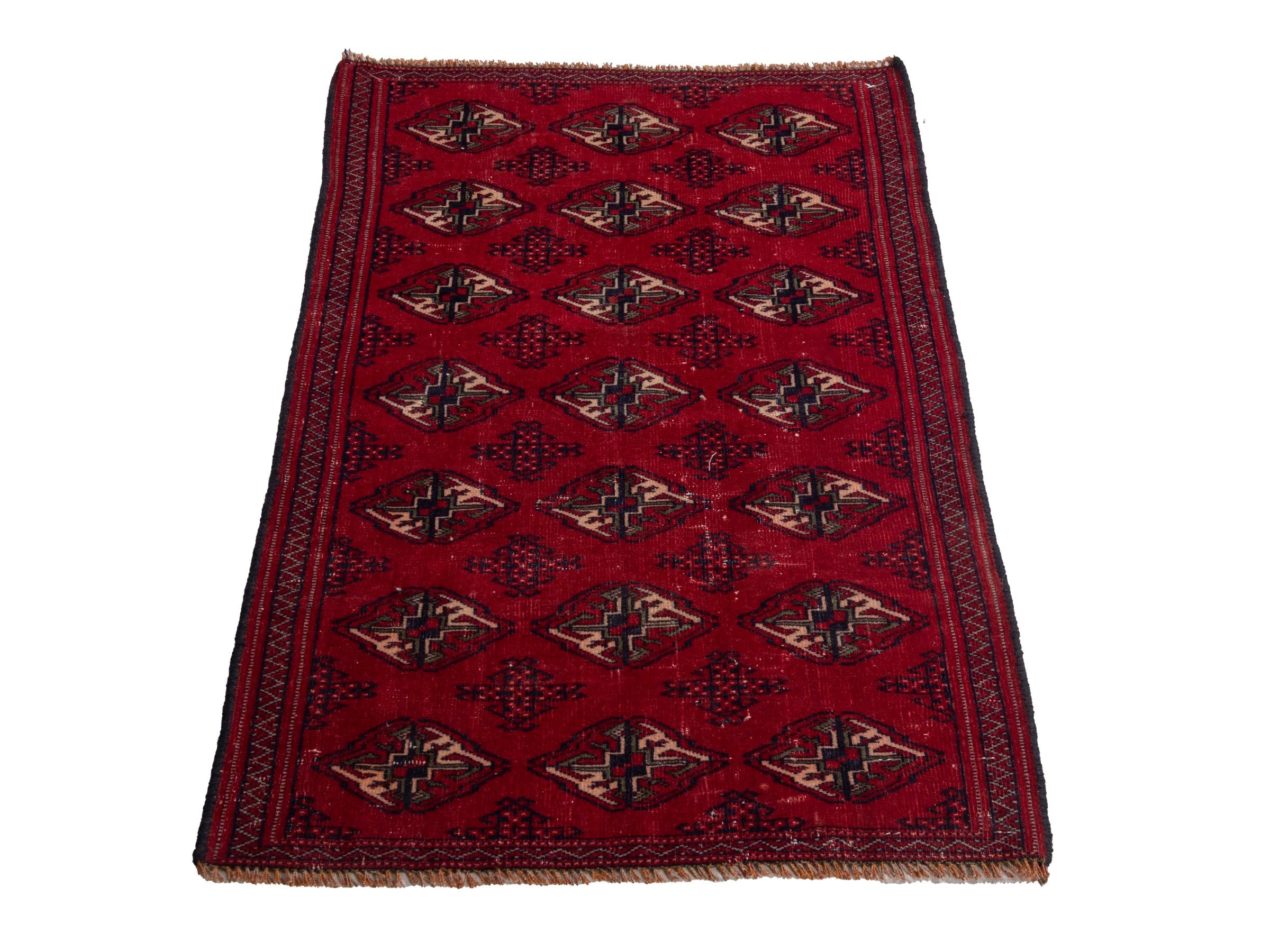 Persian Torkaman accent rug in deep red and burgundy, view 2 of 7