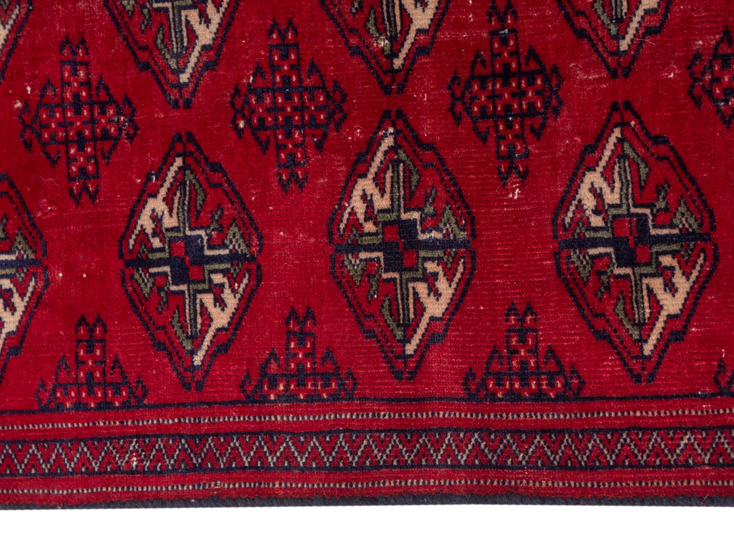 Persian Torkaman accent rug in deep red and burgundy, view 4 of 7