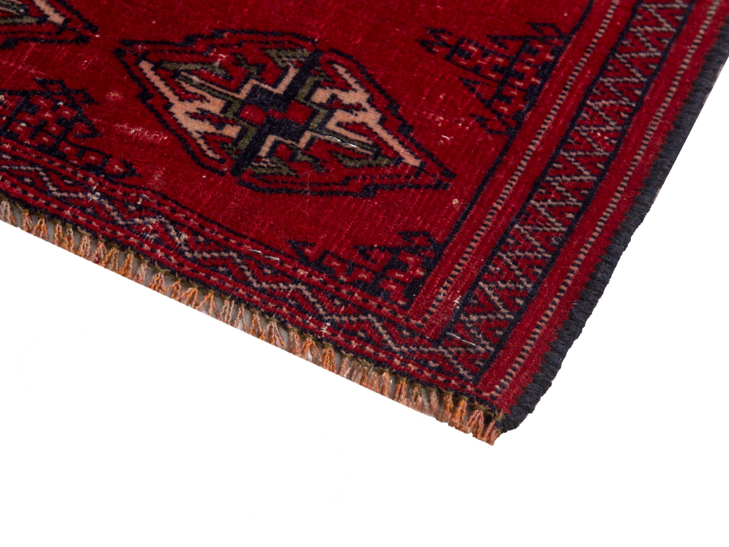 Persian Torkaman accent rug in deep red and burgundy, view 5 of 7