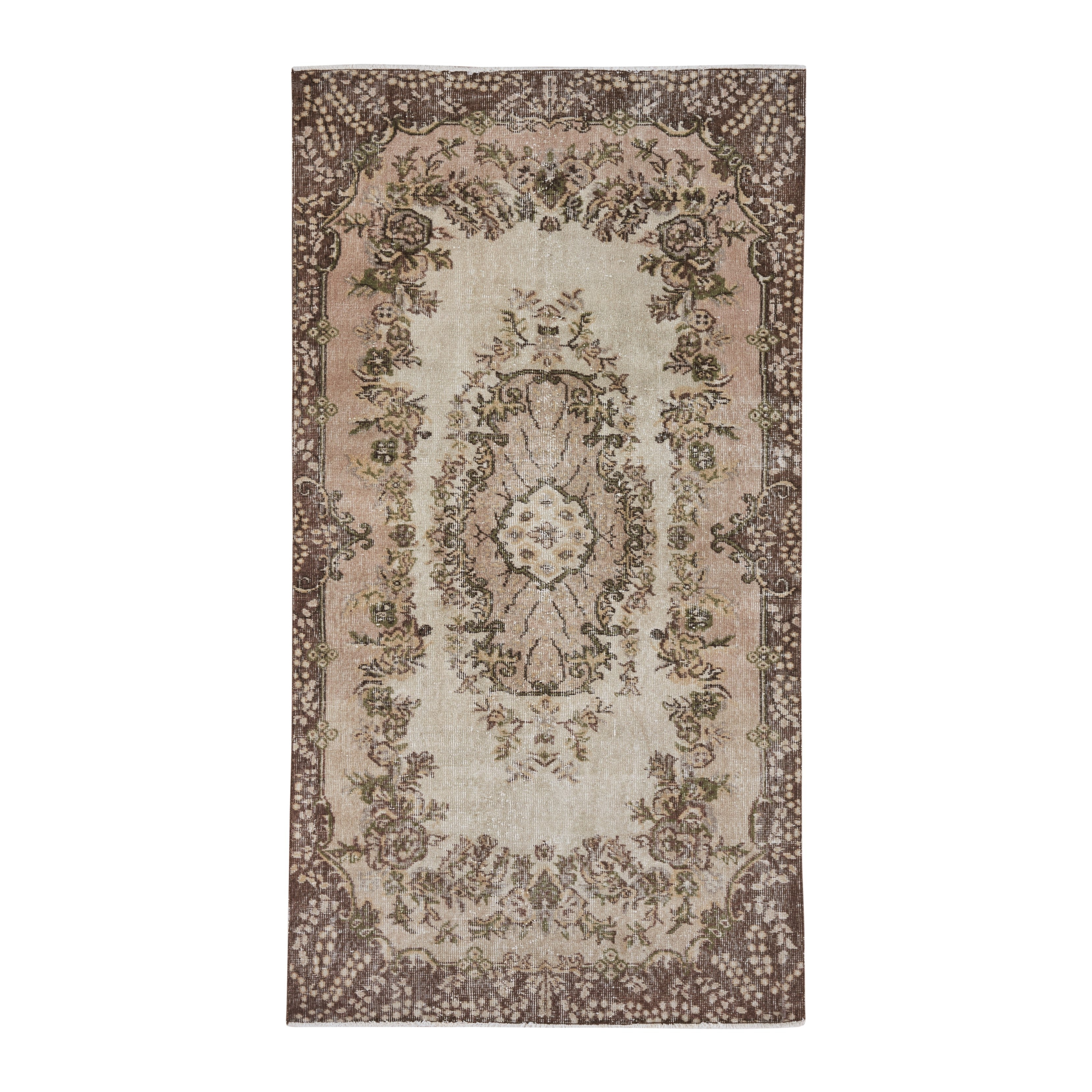 Turkish Isparta area rug in cream and greige, 3'8" x 7'1"