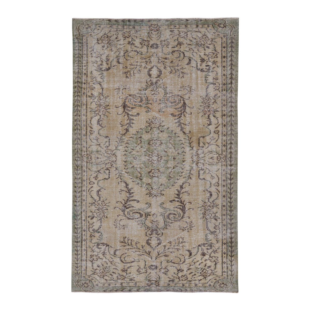 Turkish Manisa area rug in cream and taupe, 5'6" x 8'11"