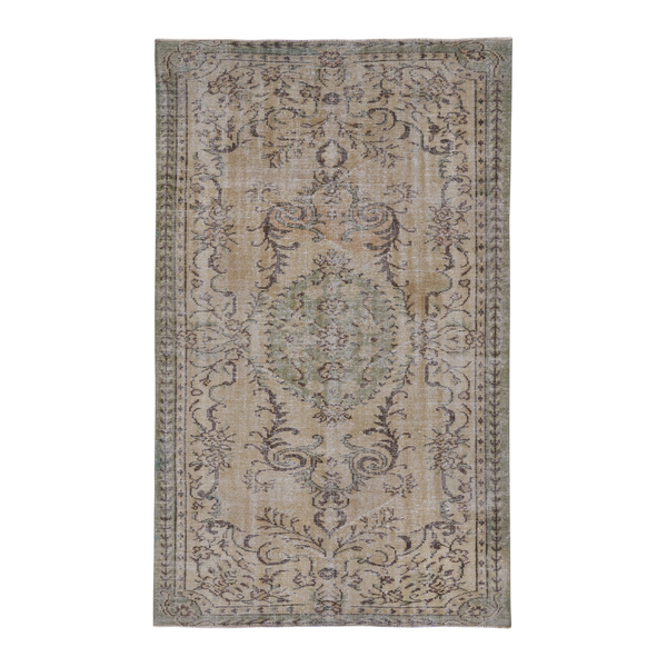 Turkish Manisa area rug in cream and taupe, 5'6" x 8'11"