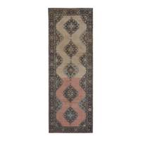 Turkish Anatolian runner rug in beige and rose, 4'2" x 11'4"