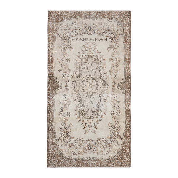 Turkish Isparta area rug in cream and taupe, 3'7" x 6'9"
