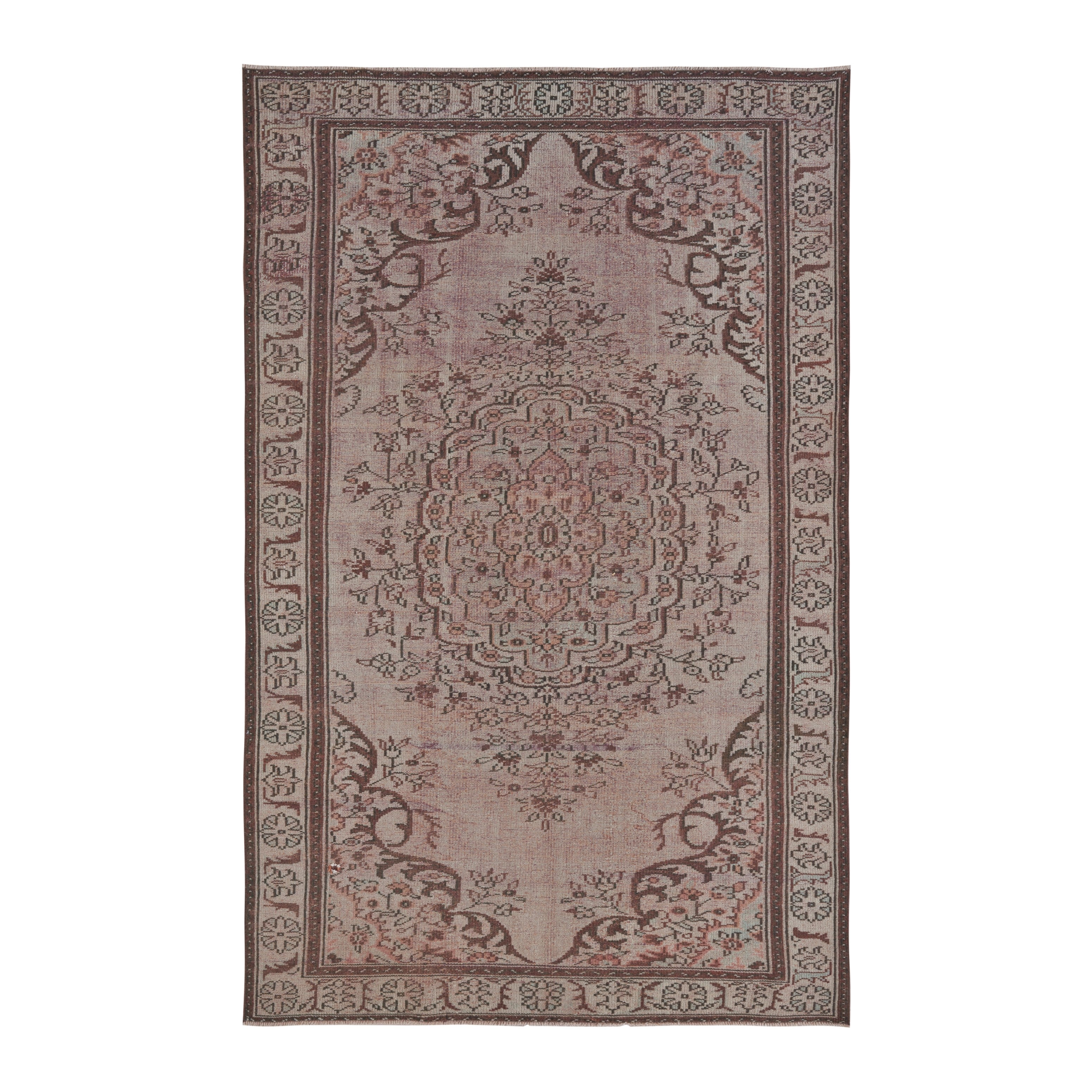 Turkish Manisa area rug in greige and dusty rose, 5'9" x 9'1"