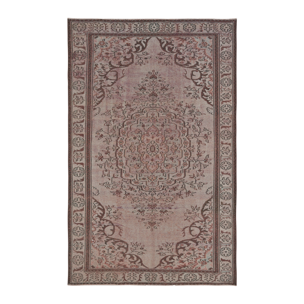 Turkish Manisa area rug in greige and dusty rose, 5'9" x 9'1"