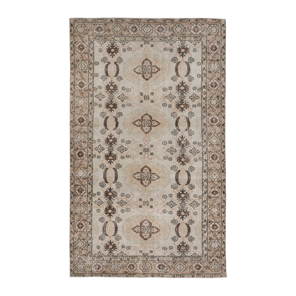Turkish Isparta area rug in cream and tan, 5'6" x 9'1"