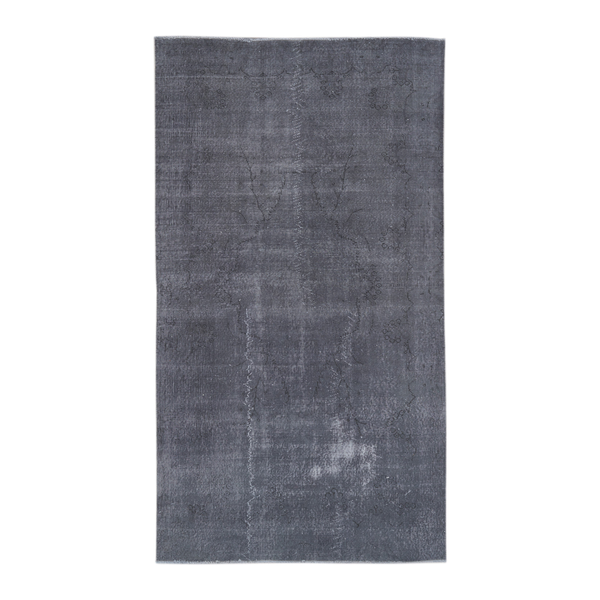 Turkish Isparta area rug in charcoal and mid gray, 5' x 8'10"