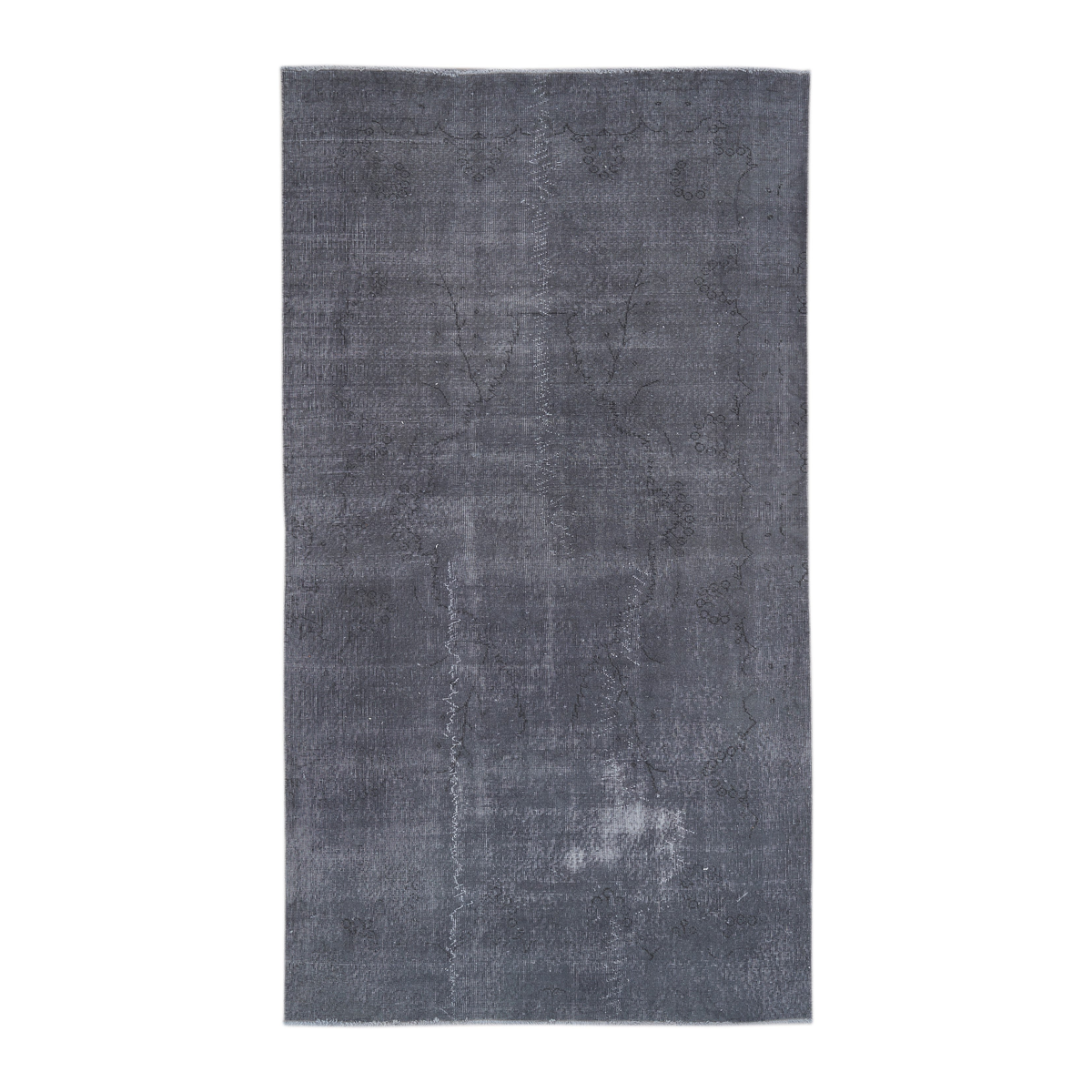 Turkish Isparta area rug in charcoal and mid gray, 5' x 8'10"