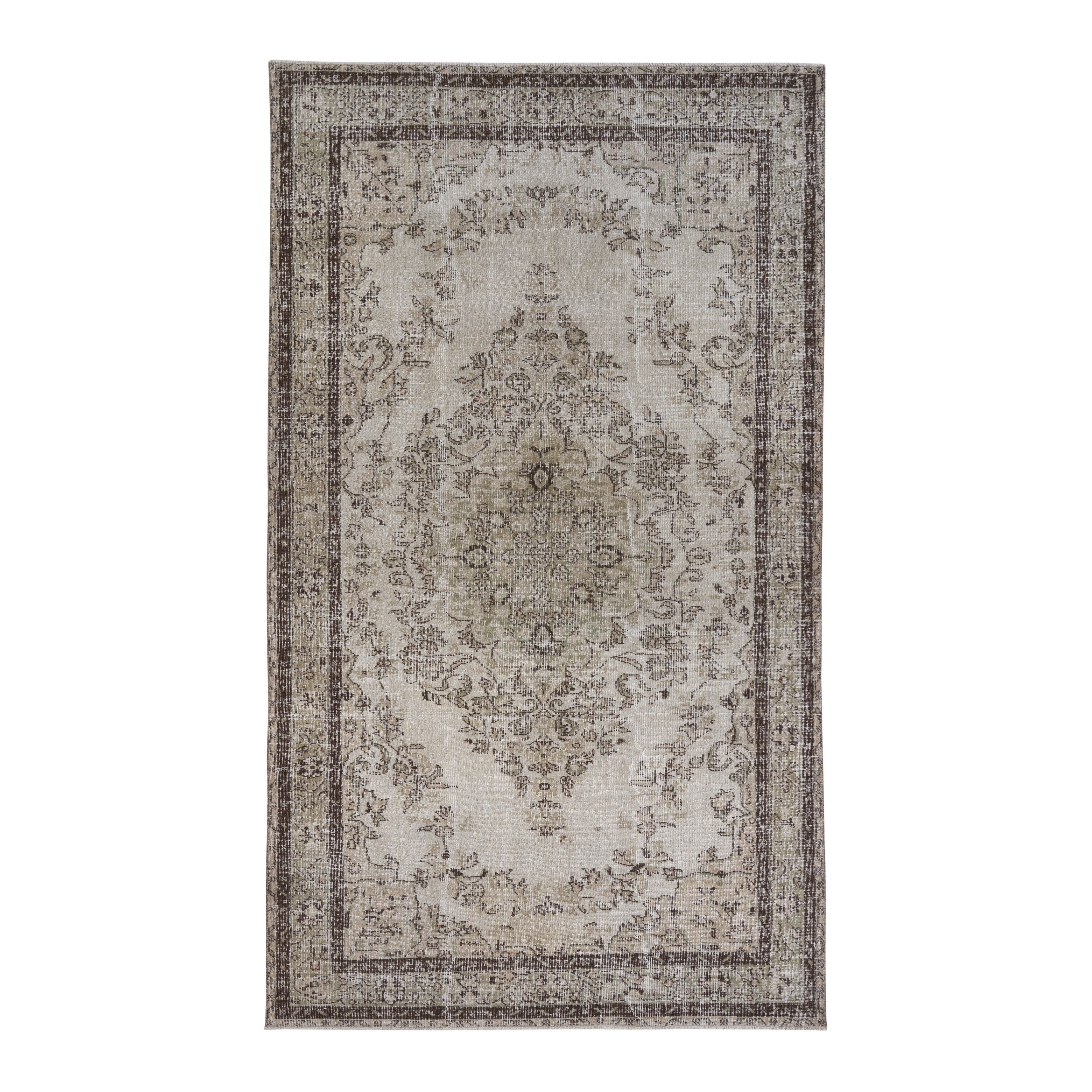 Turkish Isparta area rug in cream and taupe, 5'7" x 9'9"