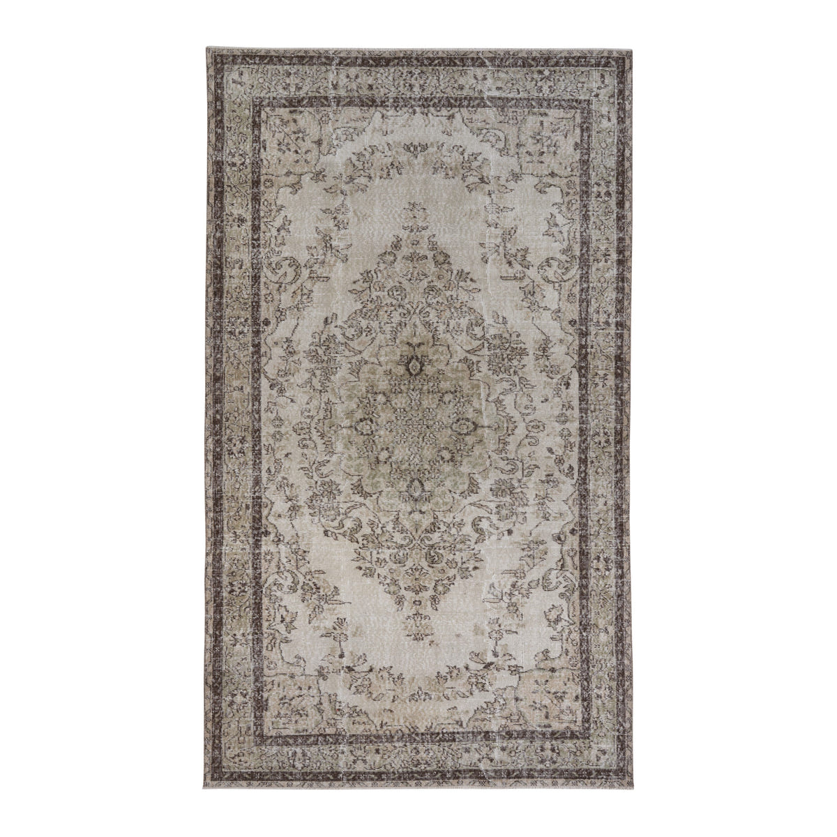 Turkish Isparta area rug in cream and taupe, 5'7" x 9'9"