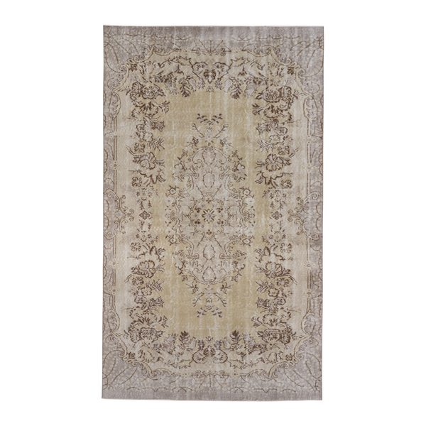 Turkish Isparta area rug in cream and taupe, 5'6" x 9'5"