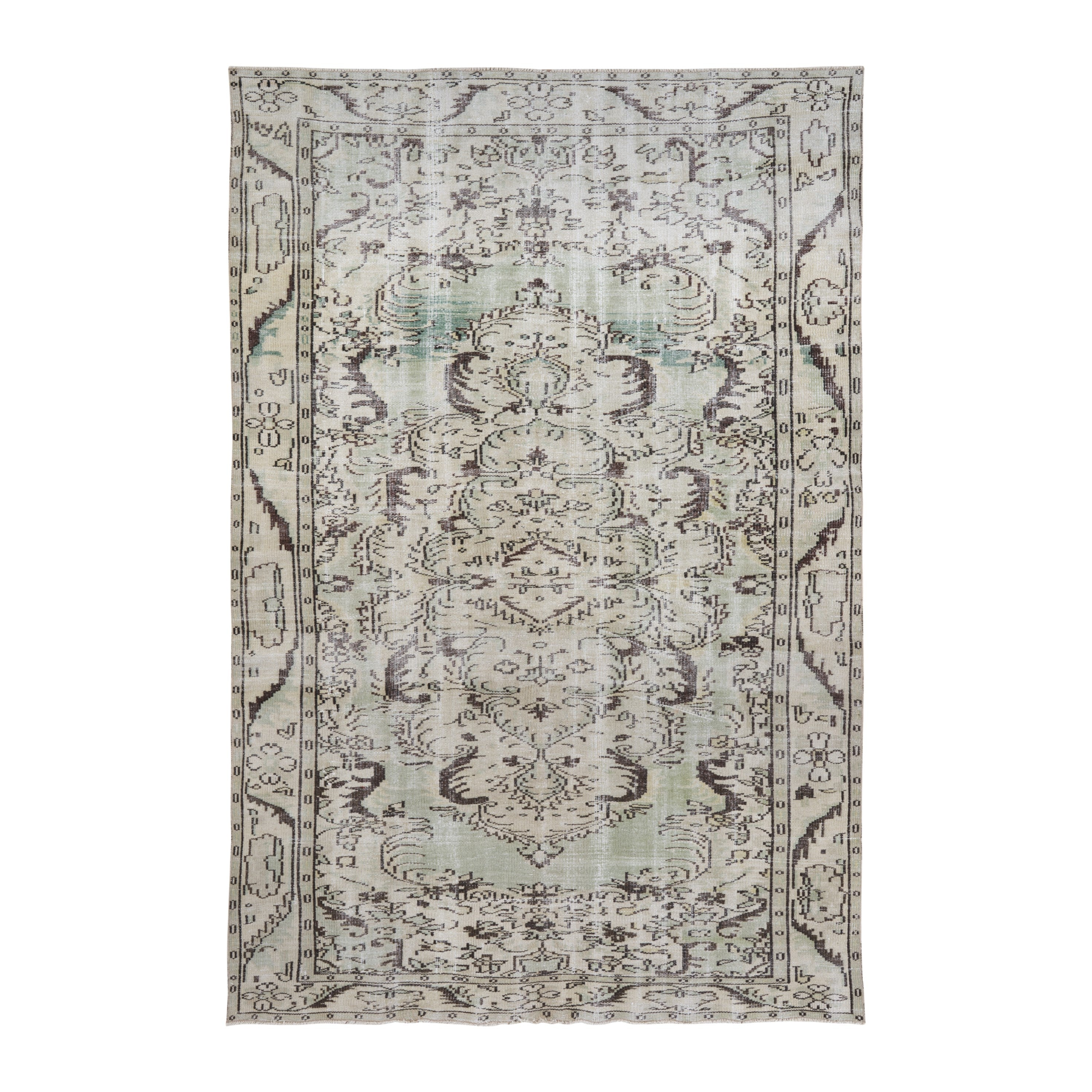 Turkish Manisa area rug in cream and taupe, 6'2" x 9'7"