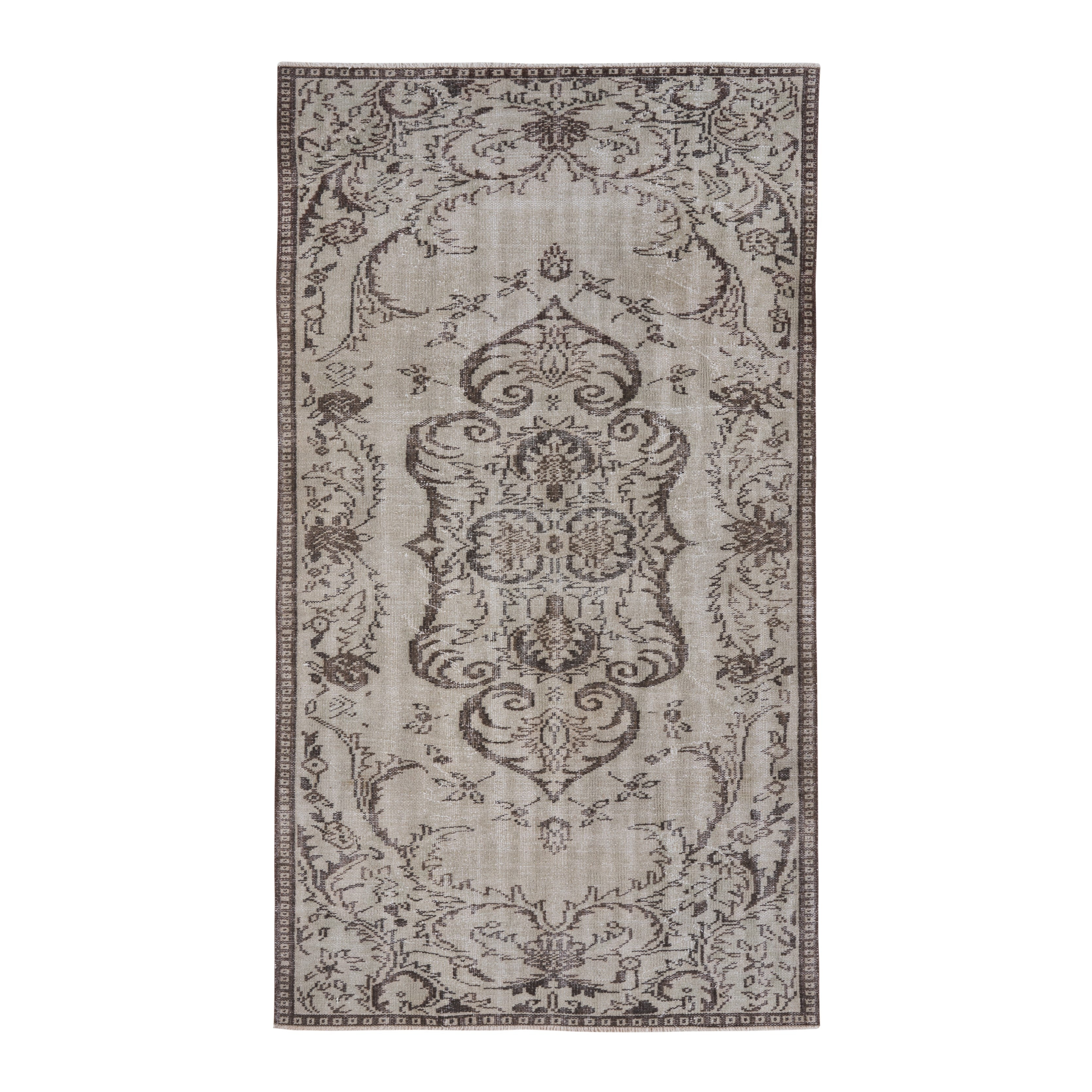 Turkish Manisa area rug in cream and greige, 4'8" x 8'4"