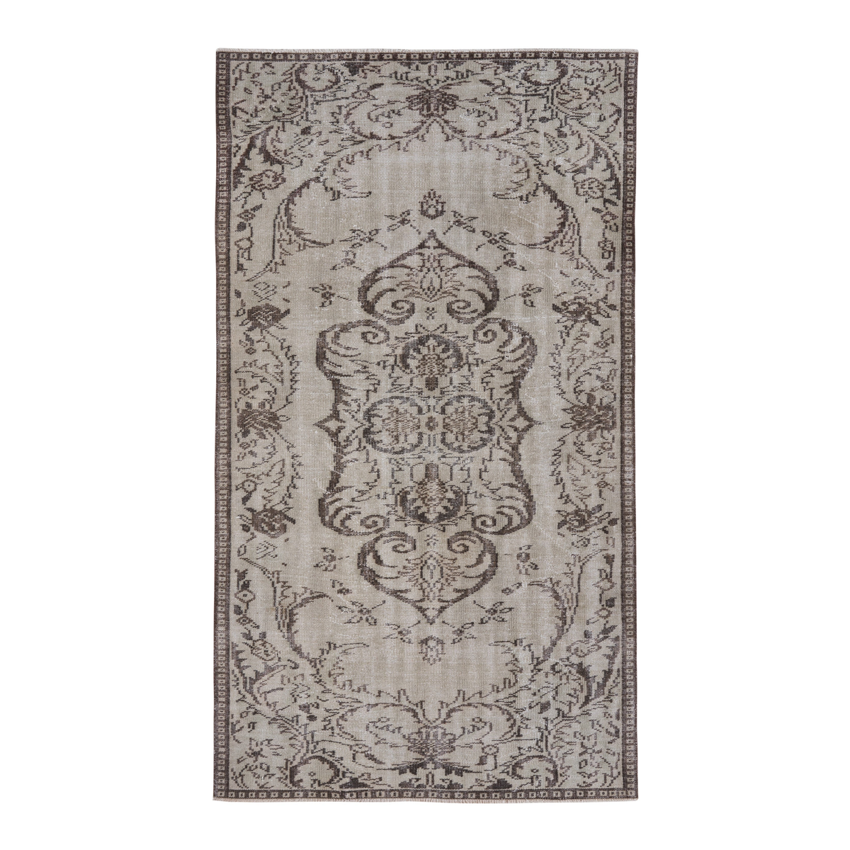 Turkish Manisa area rug in cream and greige, 4'8" x 8'4"